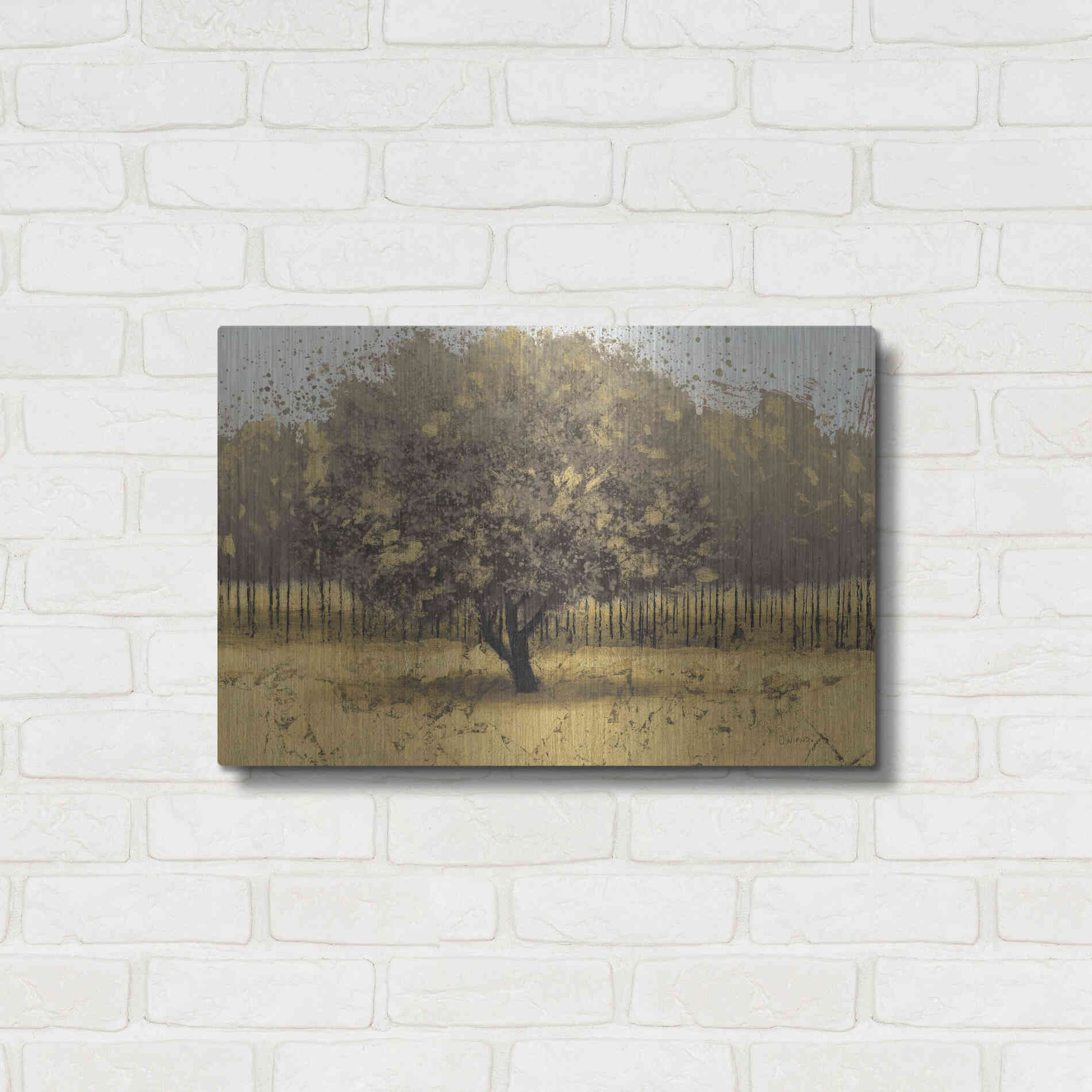 Luxe Metal Art 'Golden Trees I' by James Wiens, Metal Wall Art,24x16
