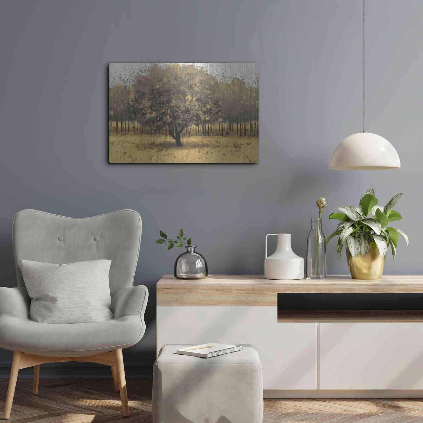 Luxe Metal Art 'Golden Trees I' by James Wiens, Metal Wall Art,24x16