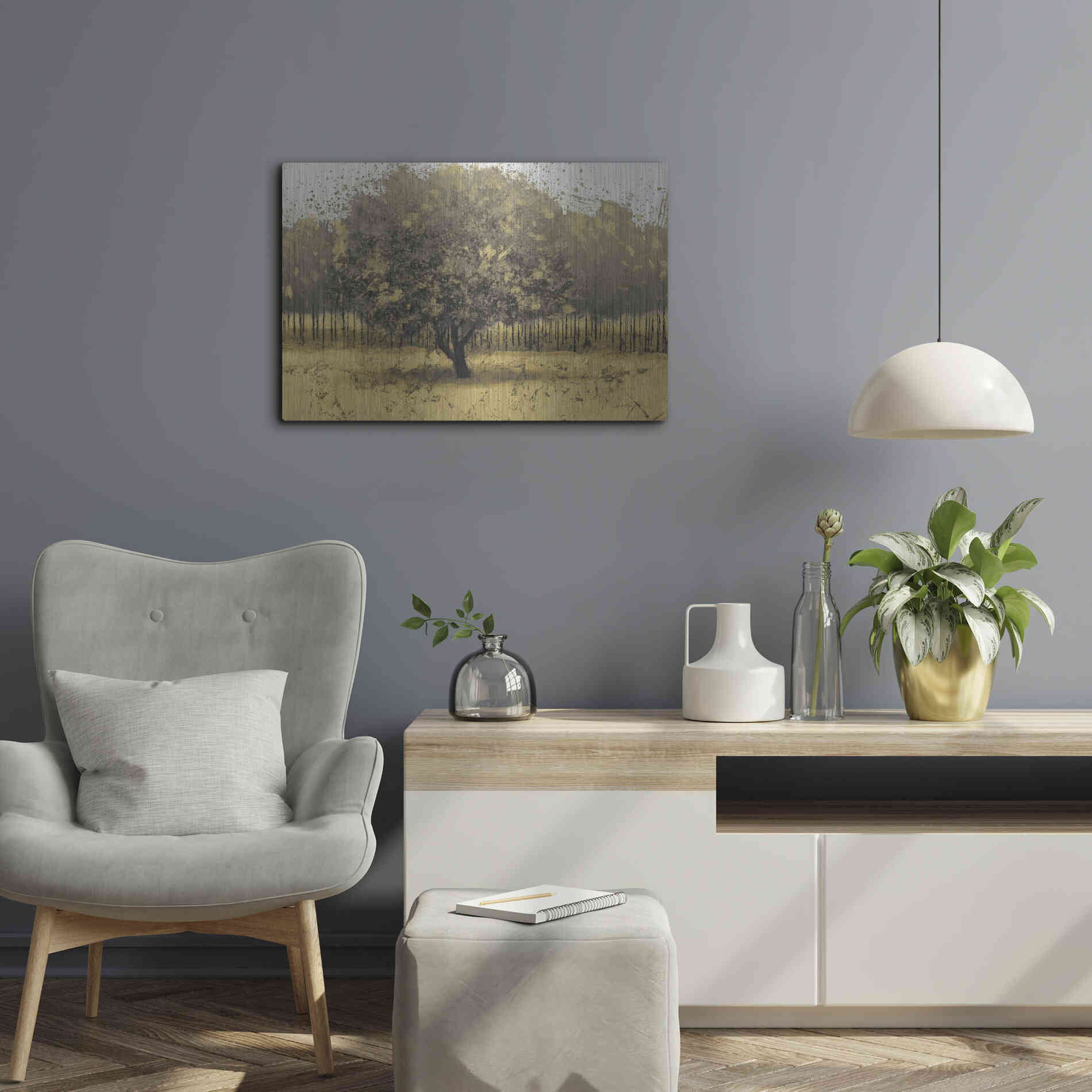 Luxe Metal Art 'Golden Trees I' by James Wiens, Metal Wall Art,24x16
