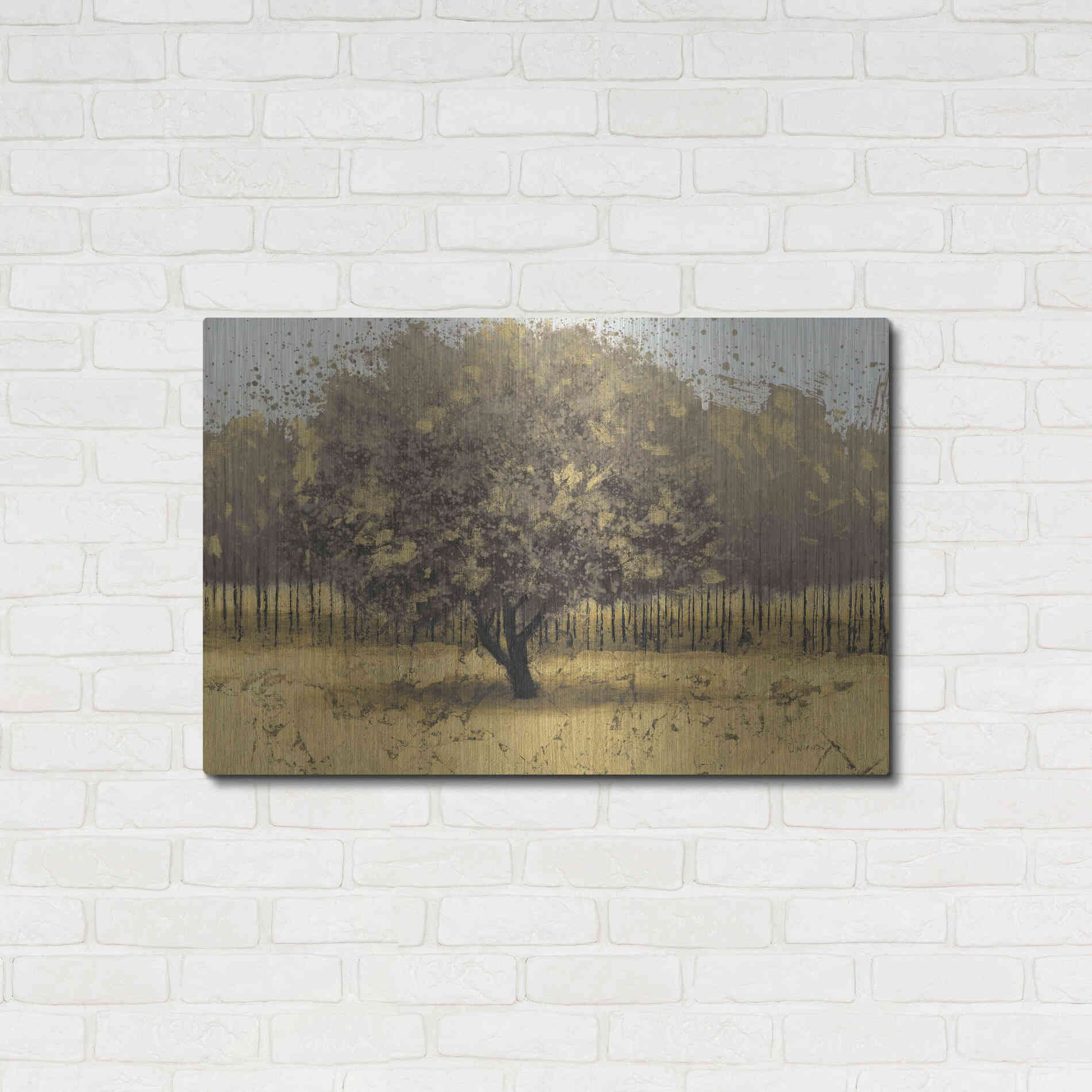 Luxe Metal Art 'Golden Trees I' by James Wiens, Metal Wall Art,36x24