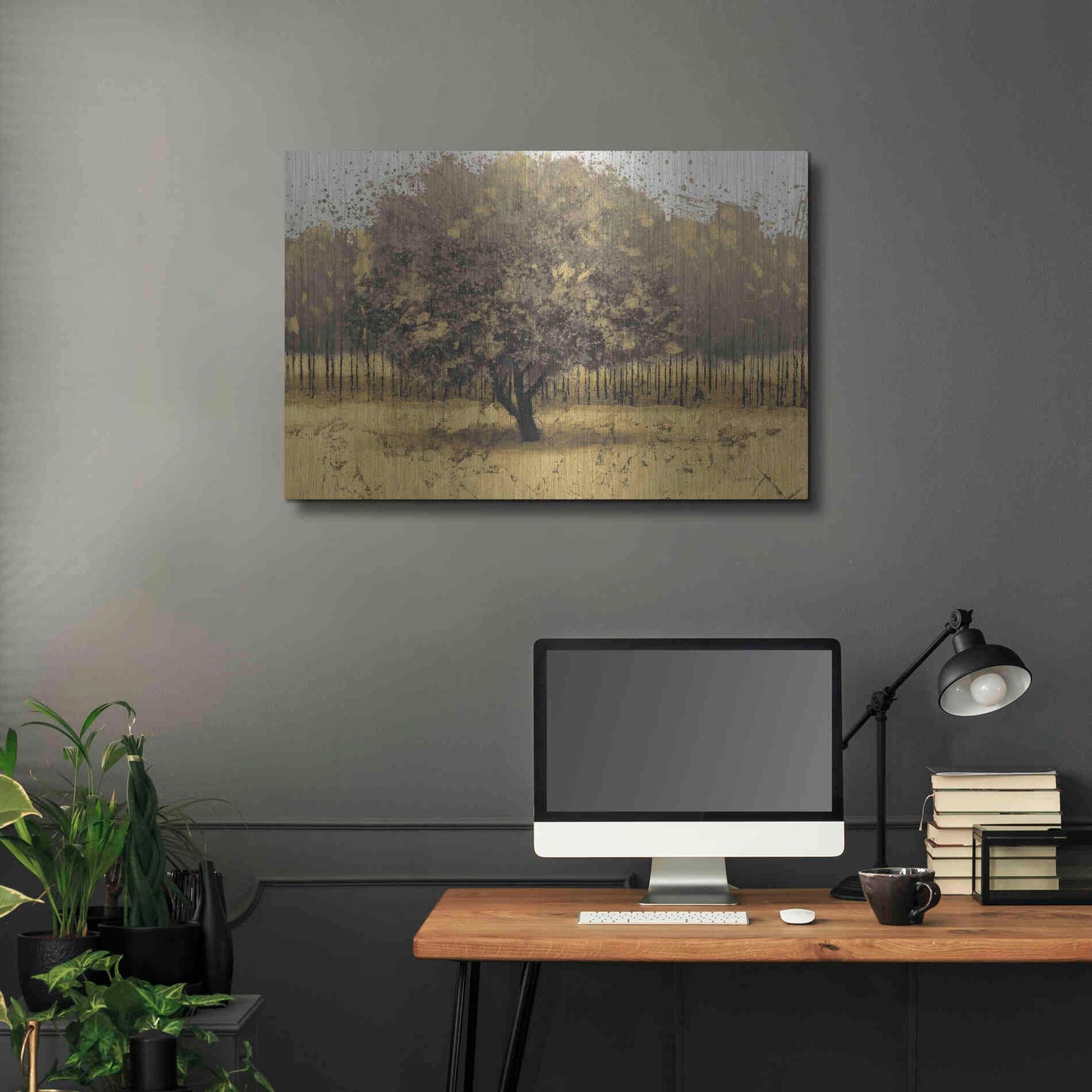 Luxe Metal Art 'Golden Trees I' by James Wiens, Metal Wall Art,36x24
