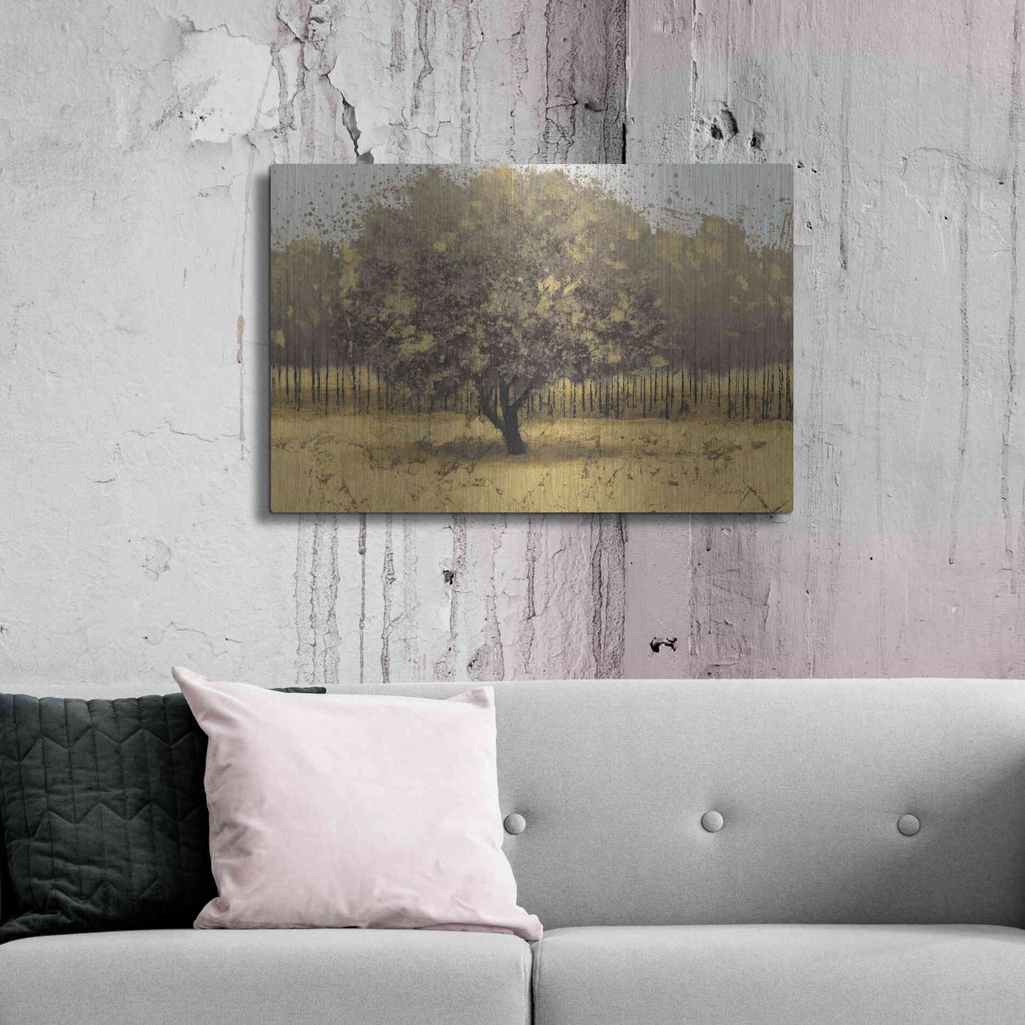 Luxe Metal Art 'Golden Trees I' by James Wiens, Metal Wall Art,36x24