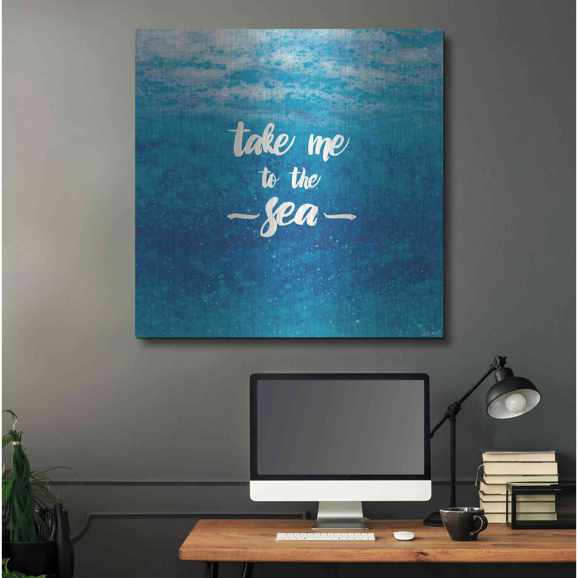 Luxe Metal Art 'Underwater Quotes I' by James Wiens, Metal Wall Art,36x36