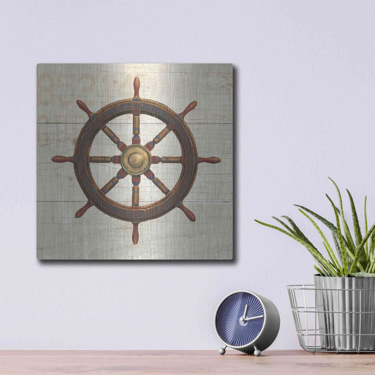 Luxe Metal Art 'Nautique V' by James Wiens, Metal Wall Art,12x12