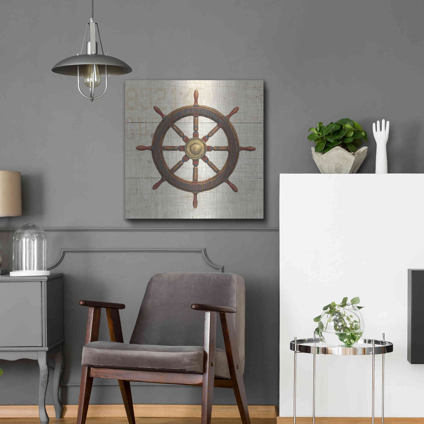 Luxe Metal Art 'Nautique V' by James Wiens, Metal Wall Art,24x24