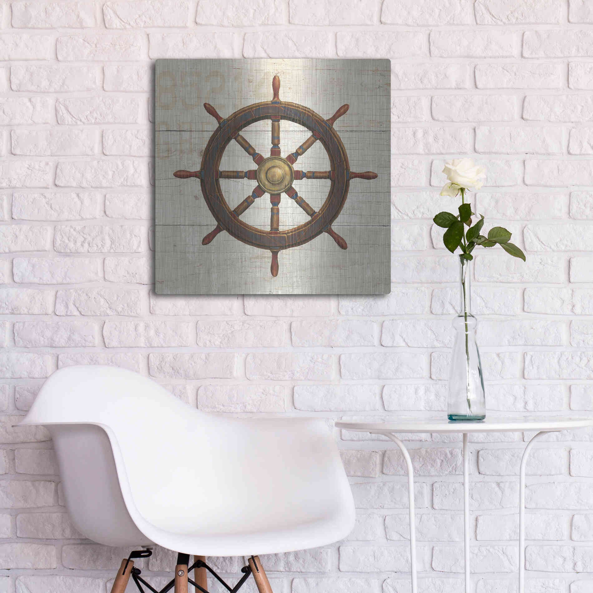 Luxe Metal Art 'Nautique V' by James Wiens, Metal Wall Art,24x24