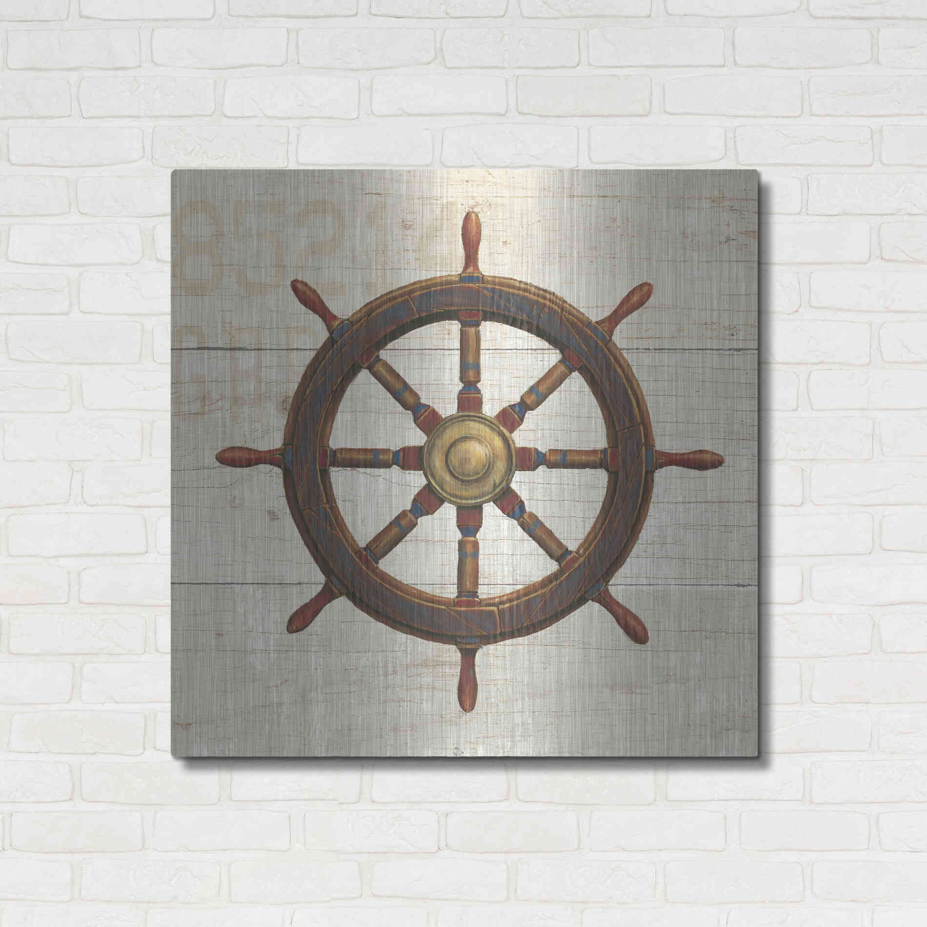 Luxe Metal Art 'Nautique V' by James Wiens, Metal Wall Art,36x36