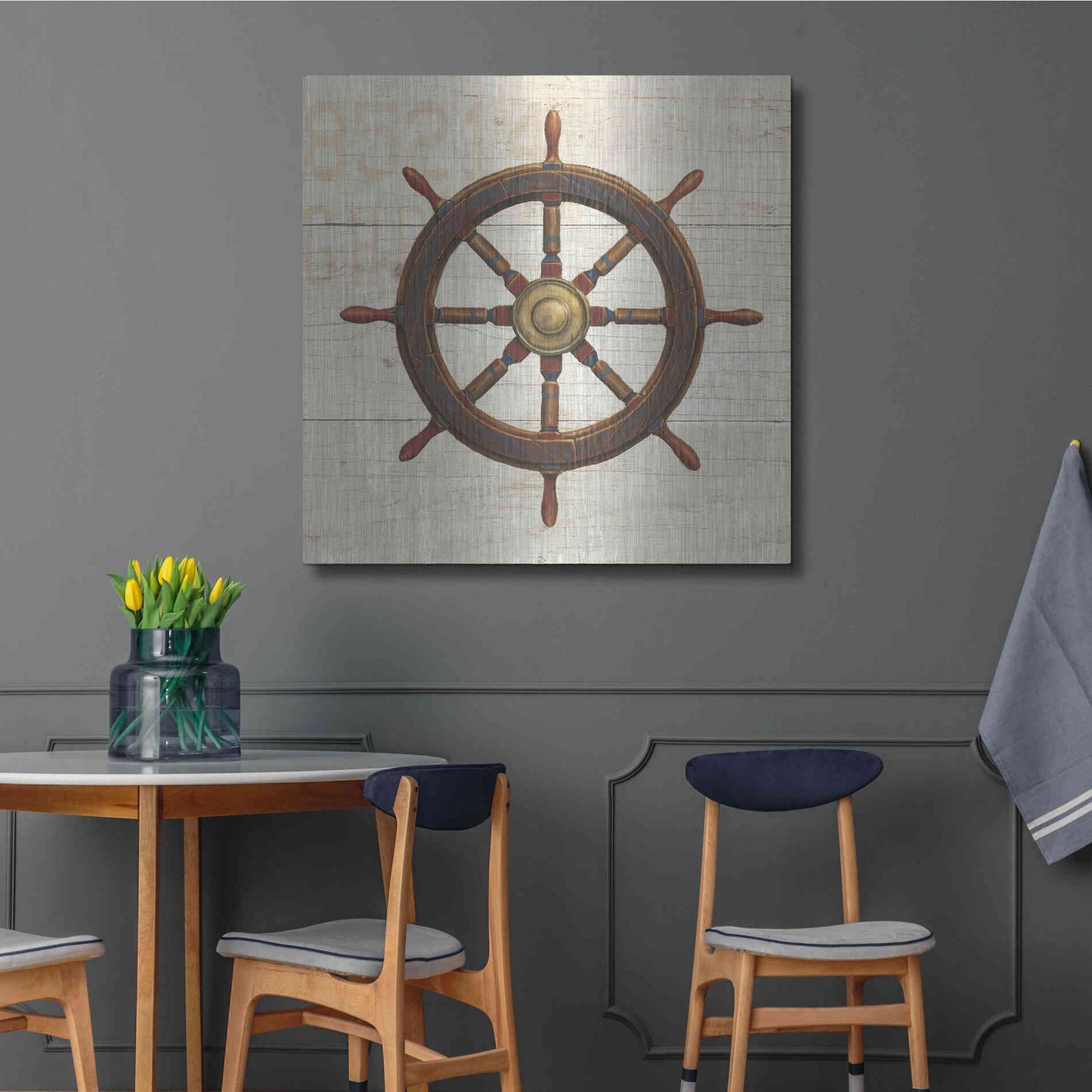 Luxe Metal Art 'Nautique V' by James Wiens, Metal Wall Art,36x36