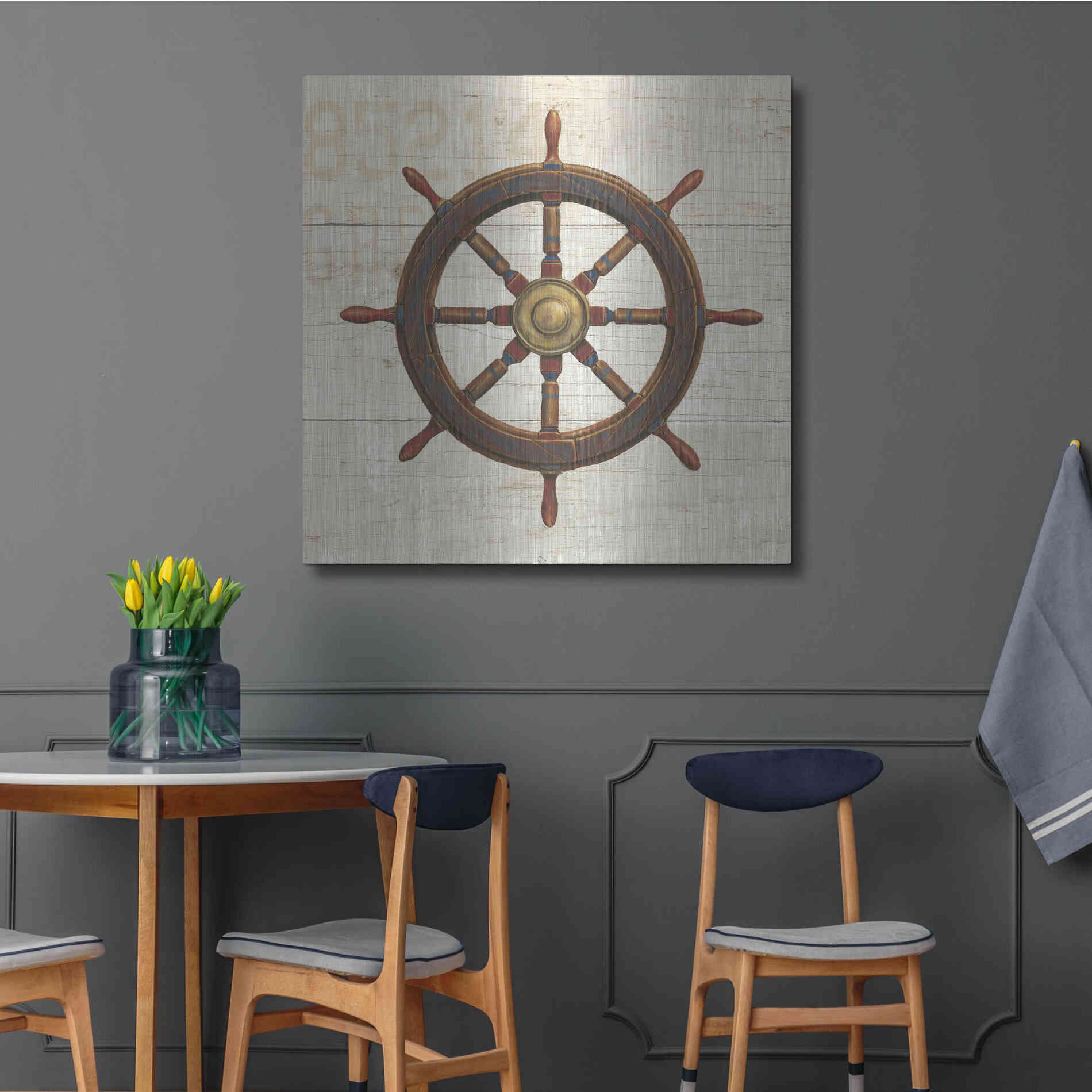Luxe Metal Art 'Nautique V' by James Wiens, Metal Wall Art,36x36