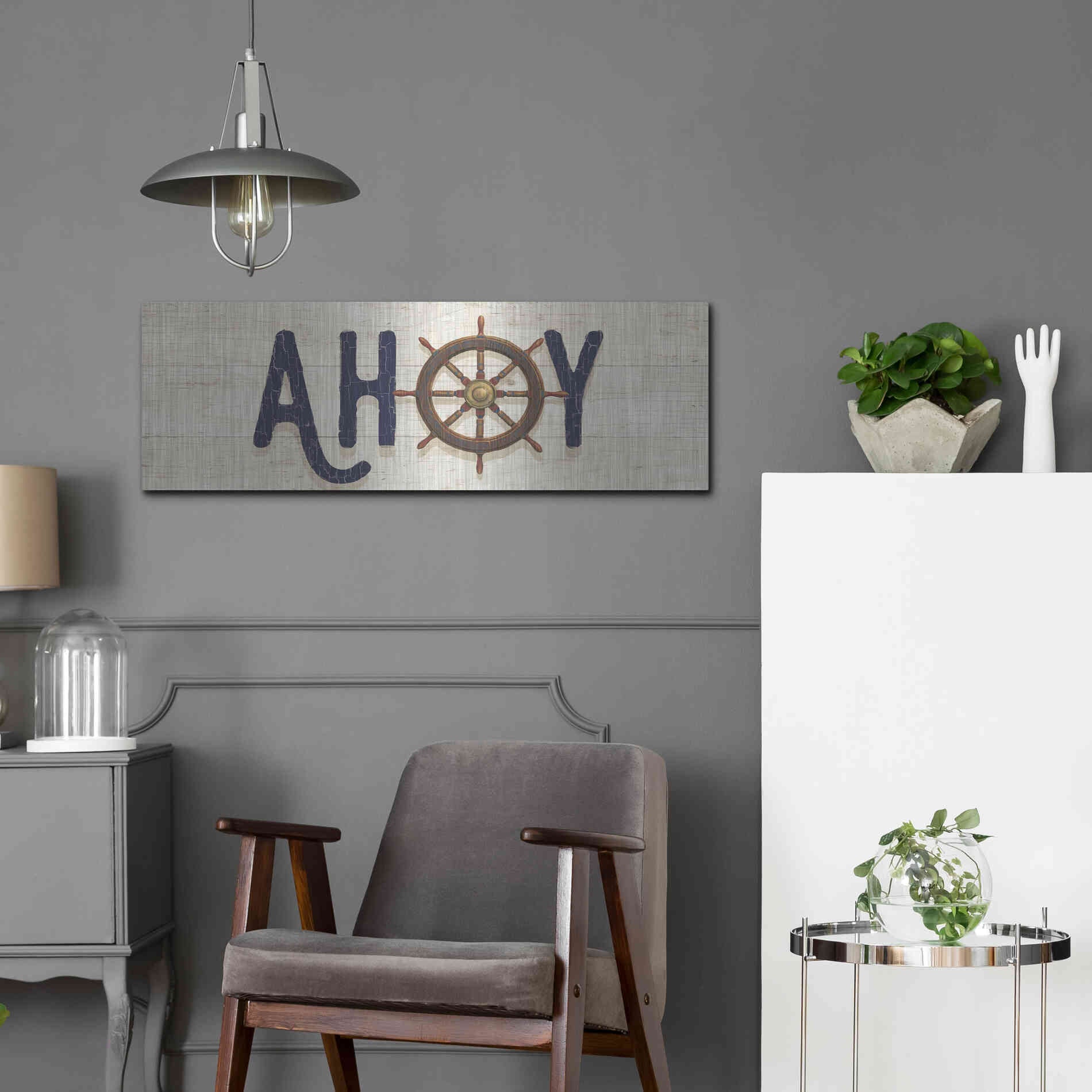 Luxe Metal Art 'Nautique VII' by James Wiens, Metal Wall Art,36x12
