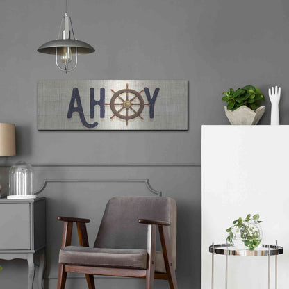 Luxe Metal Art 'Nautique VII' by James Wiens, Metal Wall Art,36x12