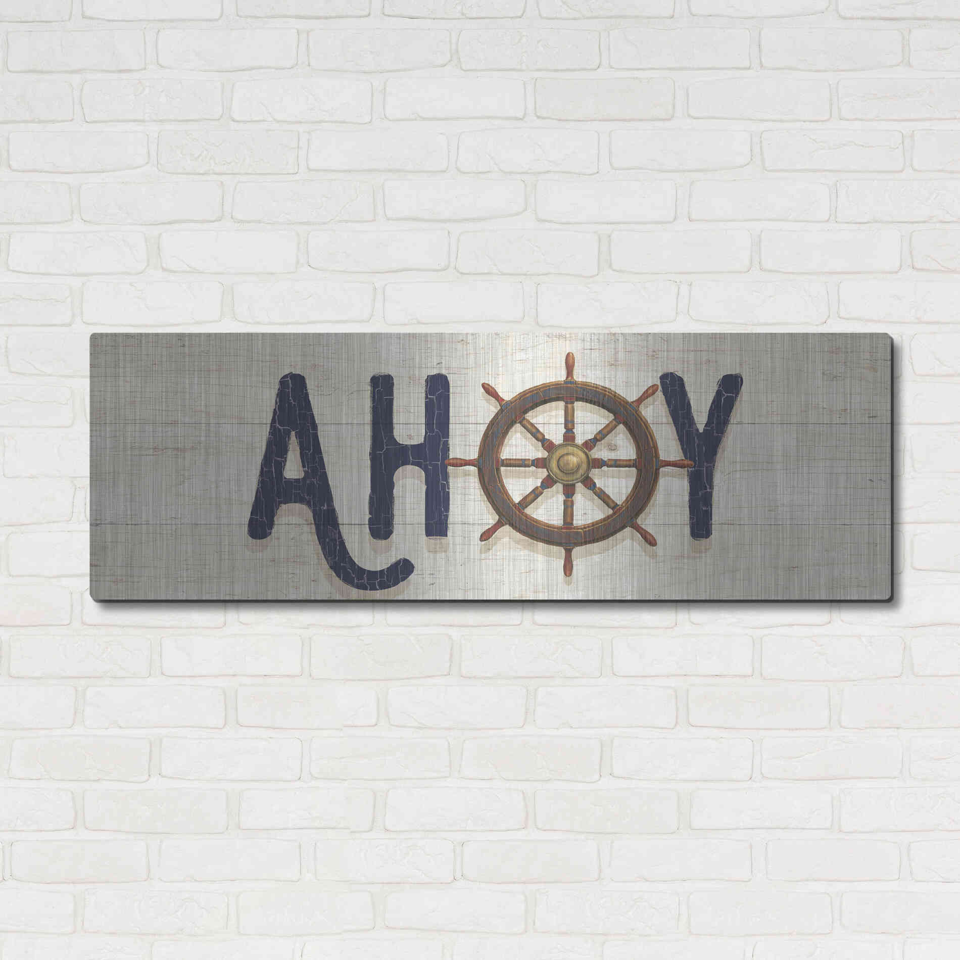 Luxe Metal Art 'Nautique VII' by James Wiens, Metal Wall Art,48x16