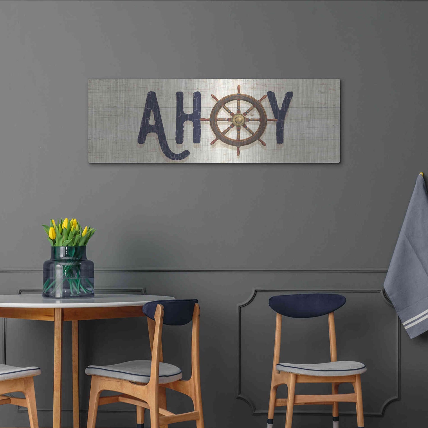 Luxe Metal Art 'Nautique VII' by James Wiens, Metal Wall Art,48x16