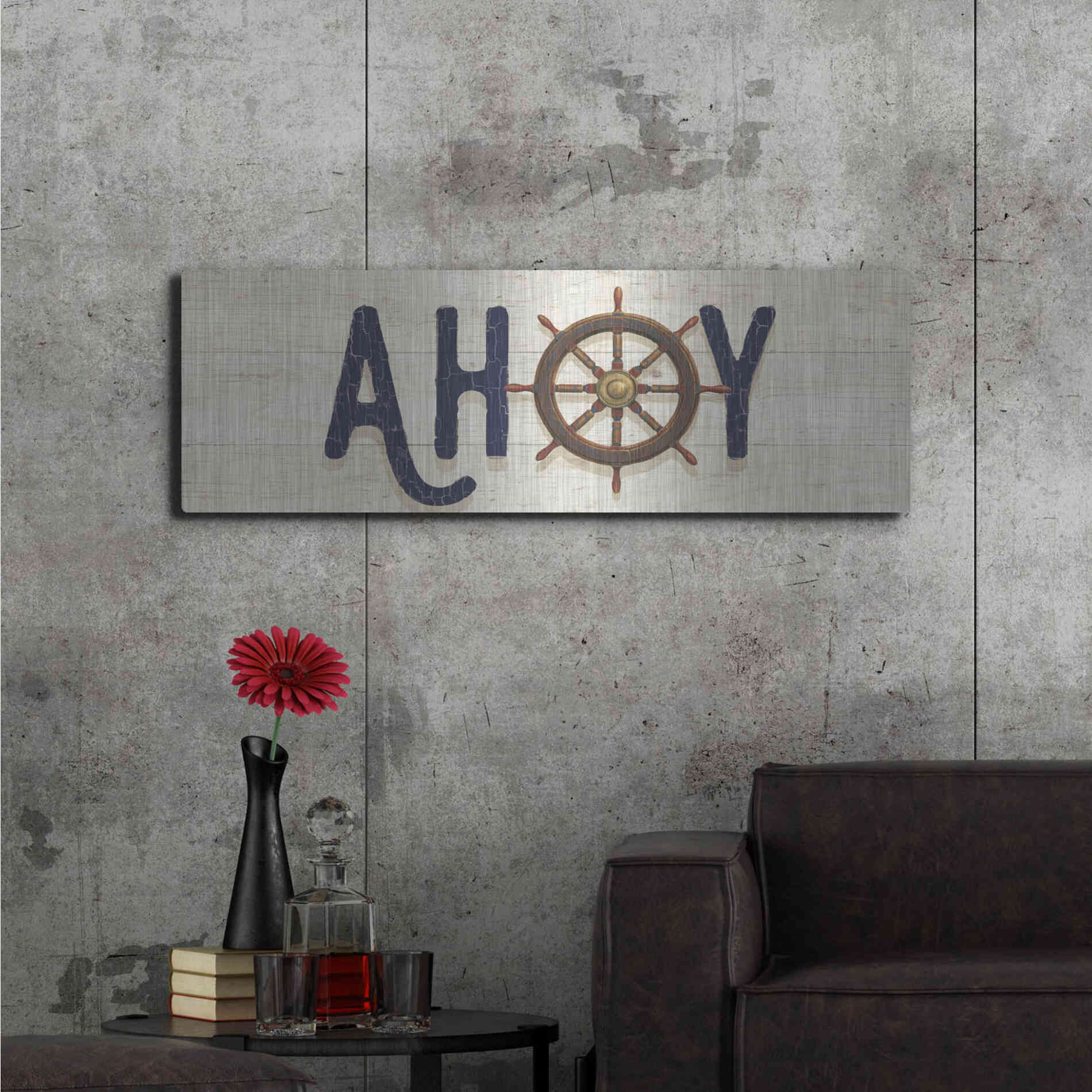 Luxe Metal Art 'Nautique VII' by James Wiens, Metal Wall Art,48x16