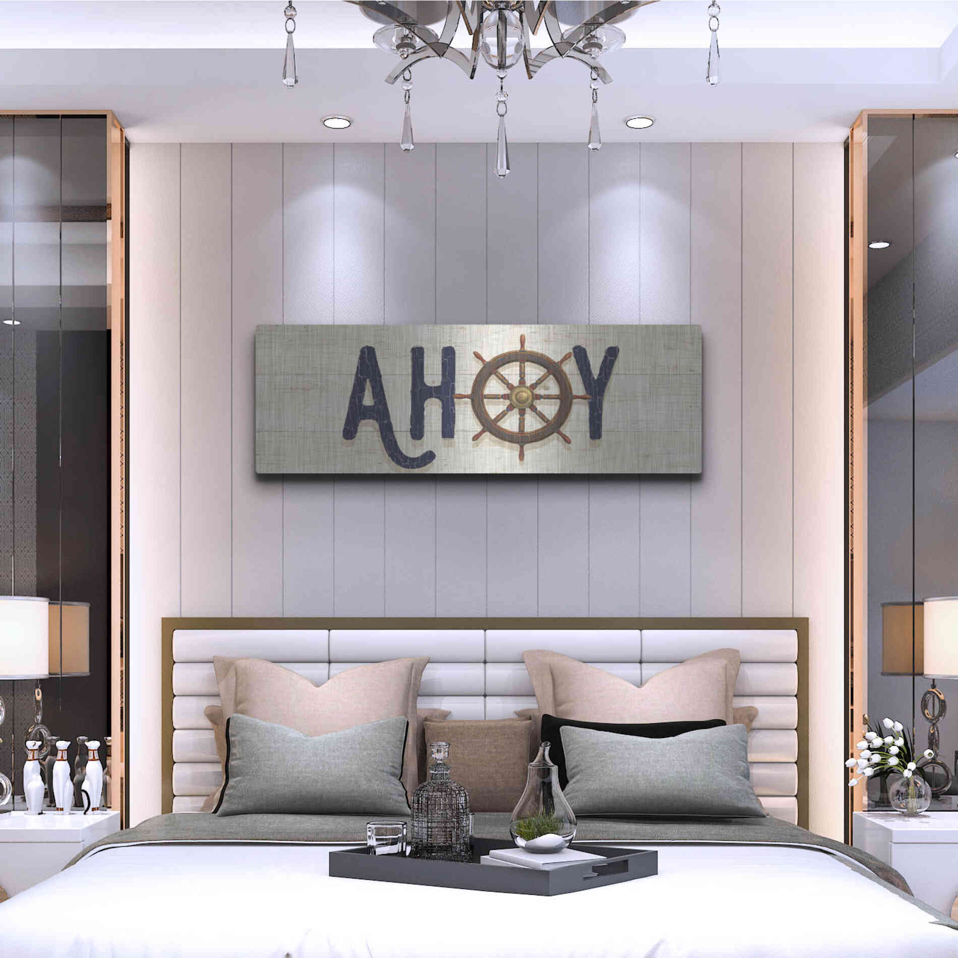 Luxe Metal Art 'Nautique VII' by James Wiens, Metal Wall Art,48x16