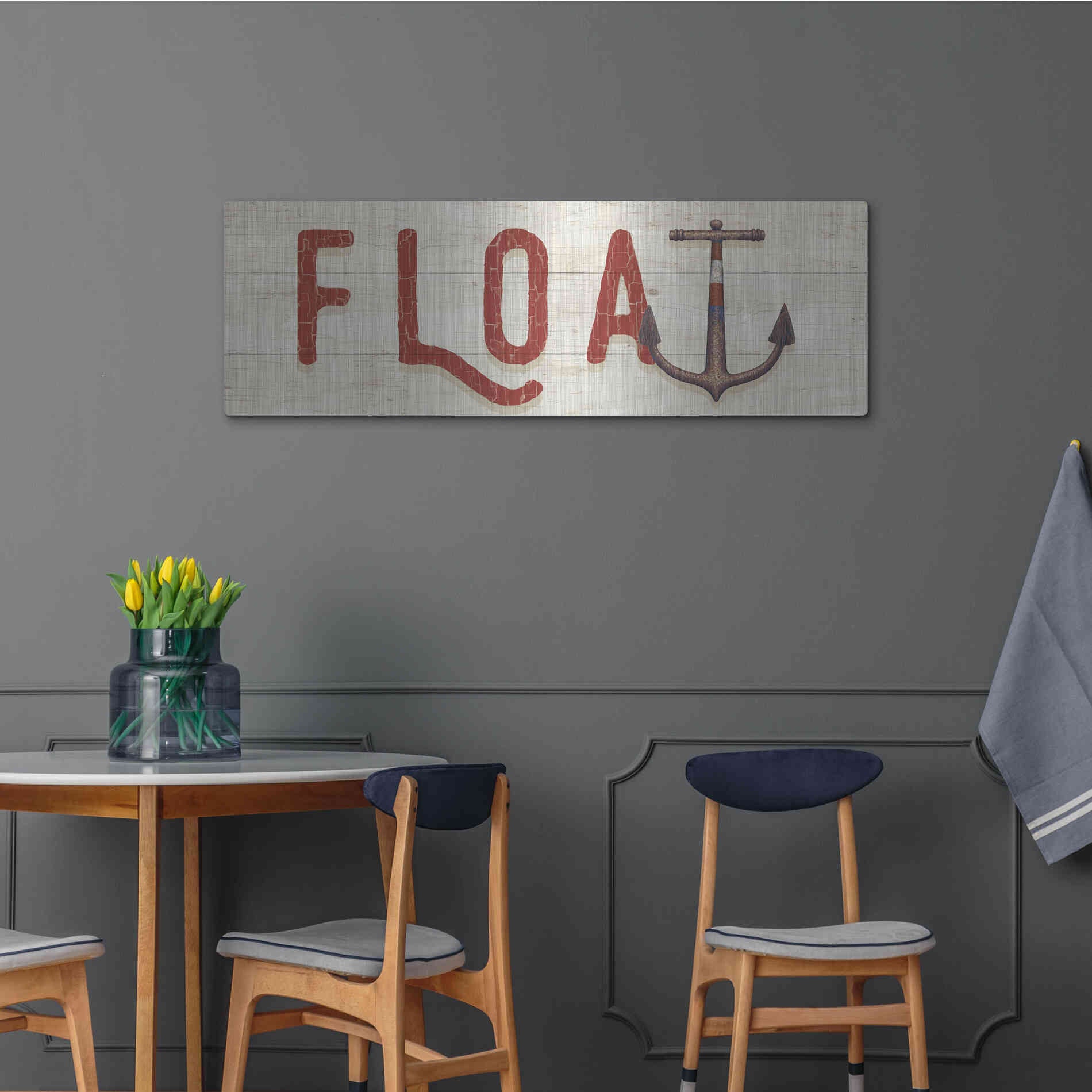 Luxe Metal Art 'Nautique VIII' by James Wiens, Metal Wall Art,48x16