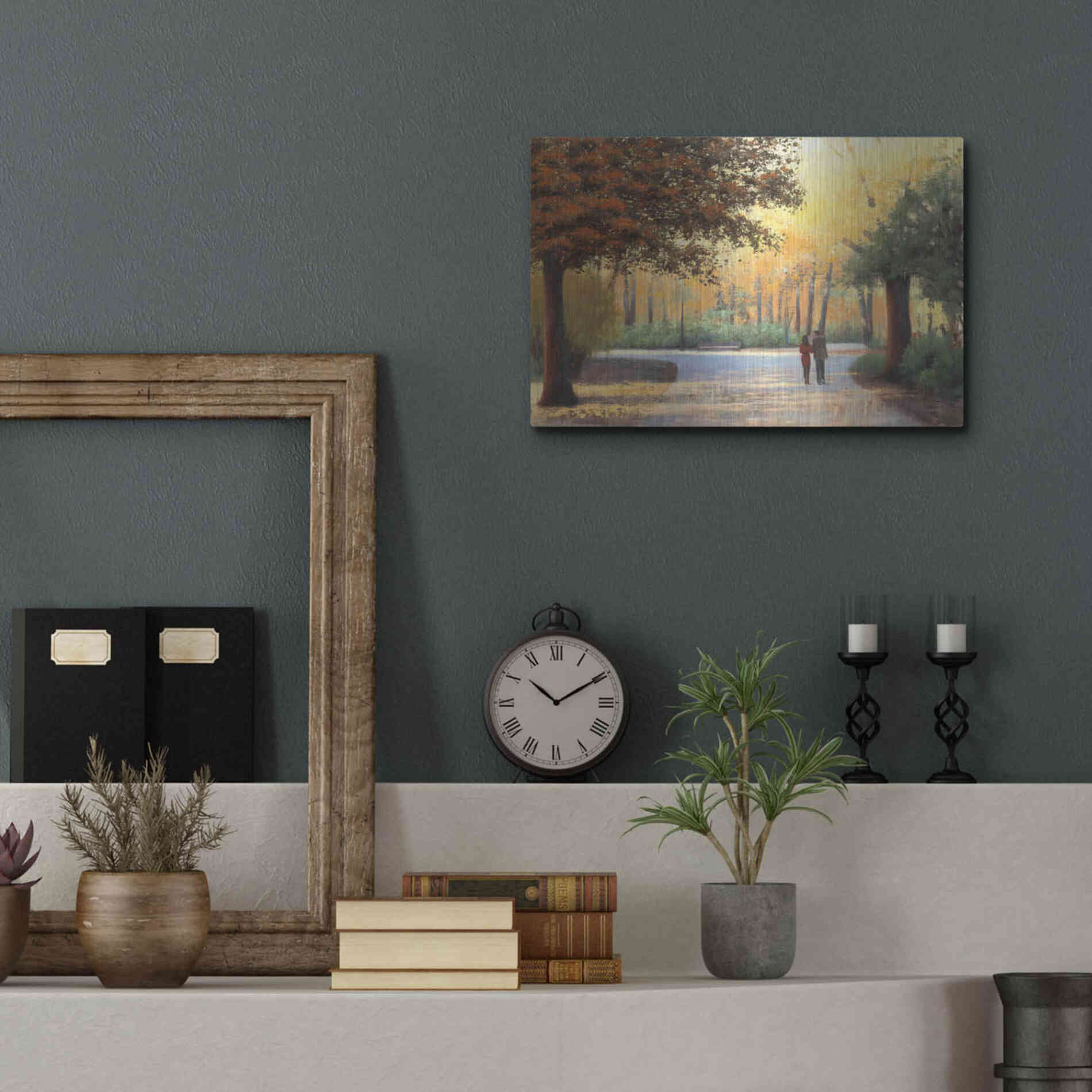 Luxe Metal Art 'Golden Autumn Stroll' by James Wiens, Metal Wall Art,16x12