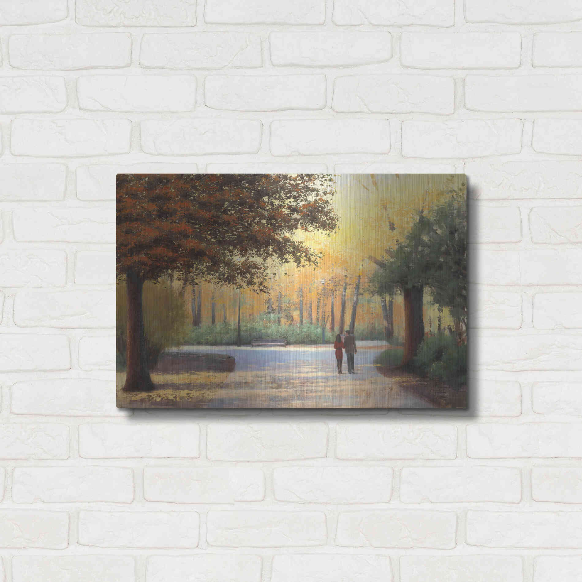 Luxe Metal Art 'Golden Autumn Stroll' by James Wiens, Metal Wall Art,24x16