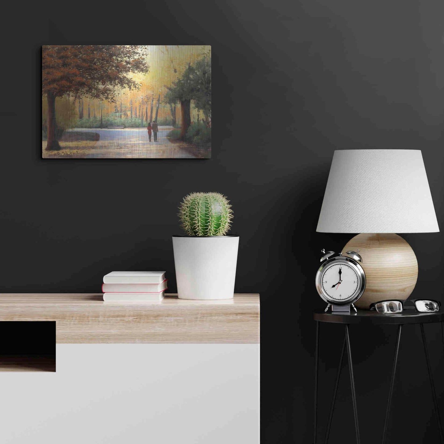 Luxe Metal Art 'Golden Autumn Stroll' by James Wiens, Metal Wall Art,24x16