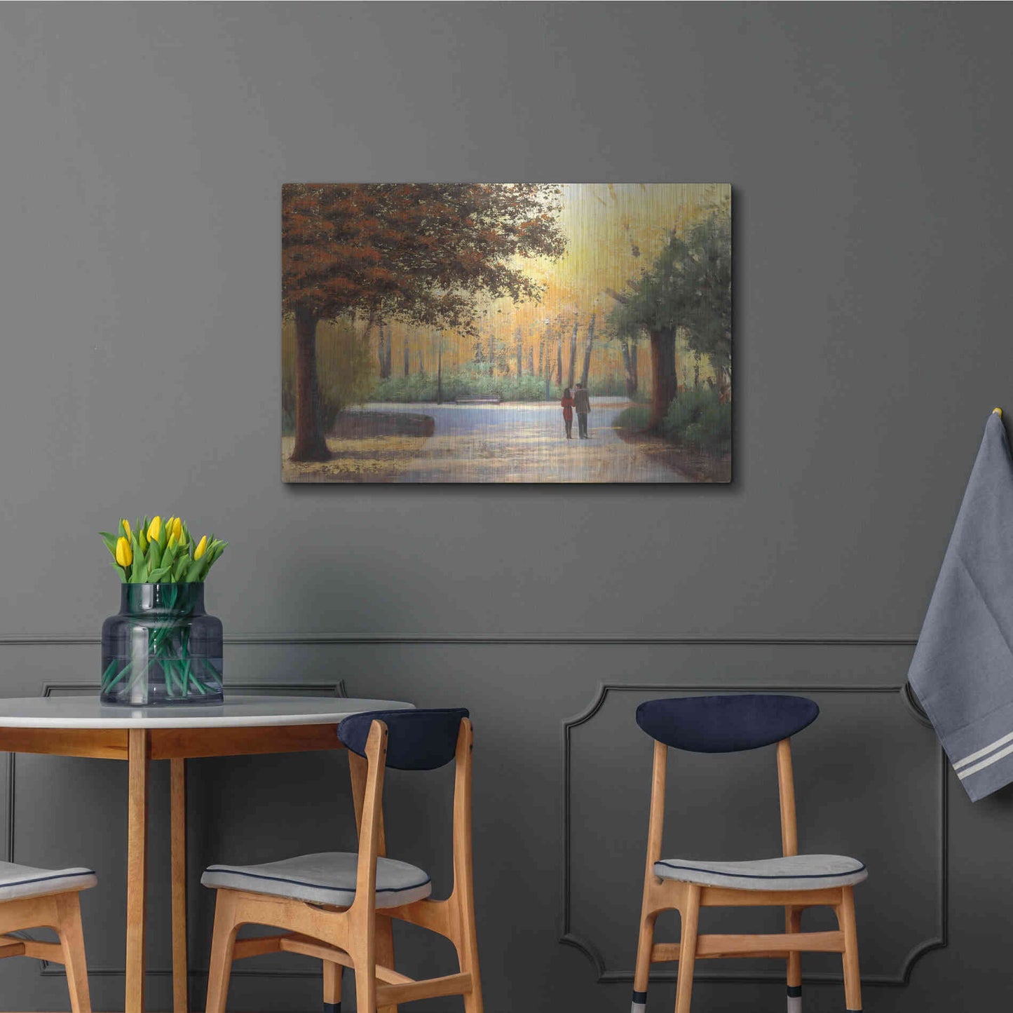 Luxe Metal Art 'Golden Autumn Stroll' by James Wiens, Metal Wall Art,36x24