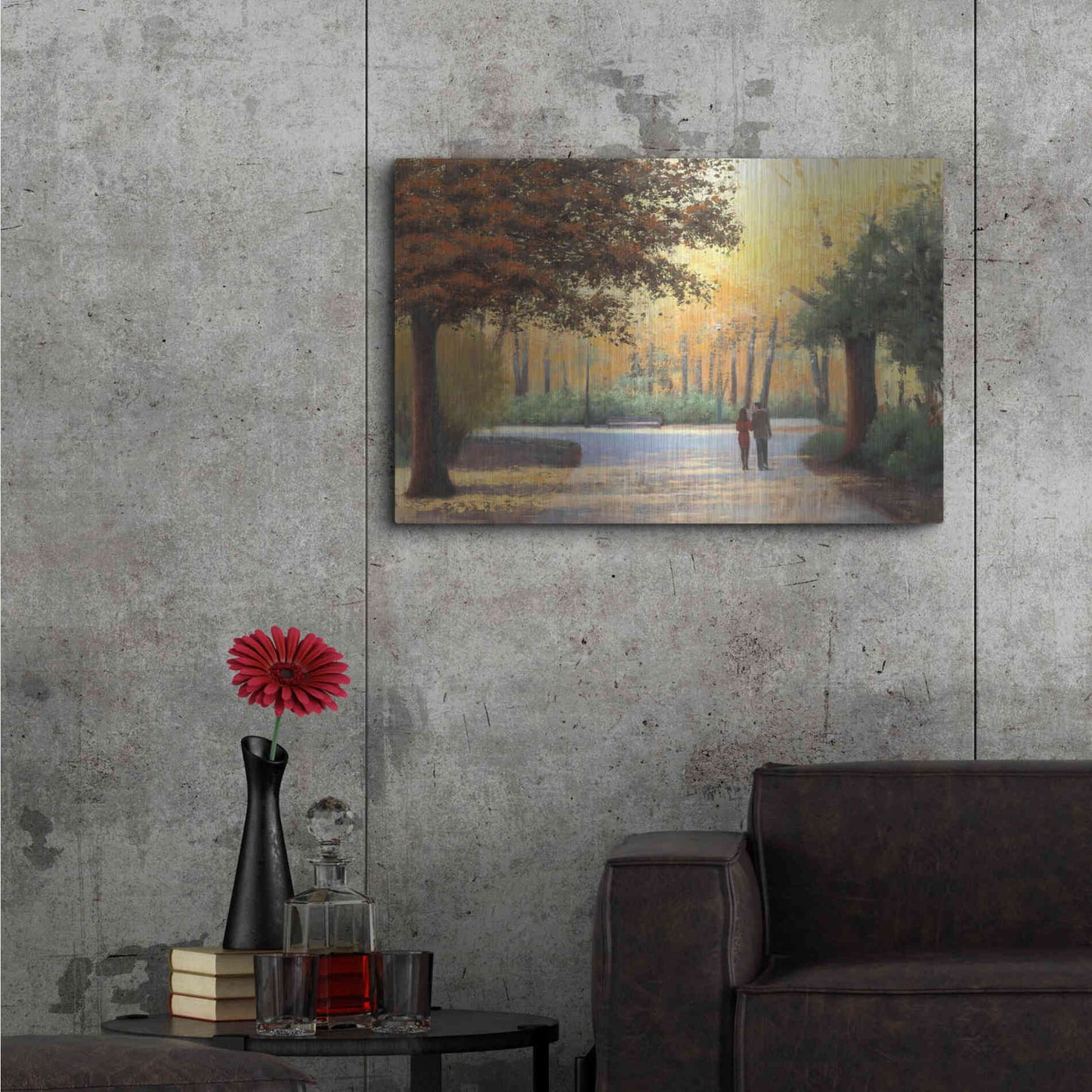 Luxe Metal Art 'Golden Autumn Stroll' by James Wiens, Metal Wall Art,36x24