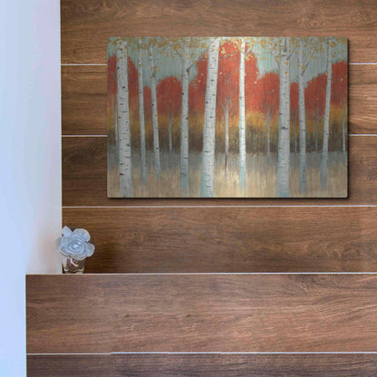 Luxe Metal Art 'Fall Promenade I' by James Wiens, Metal Wall Art,16x12