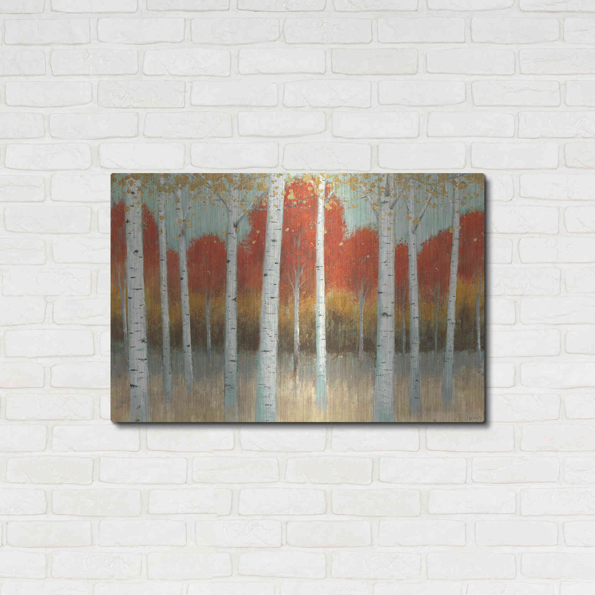 Luxe Metal Art 'Fall Promenade I' by James Wiens, Metal Wall Art,36x24
