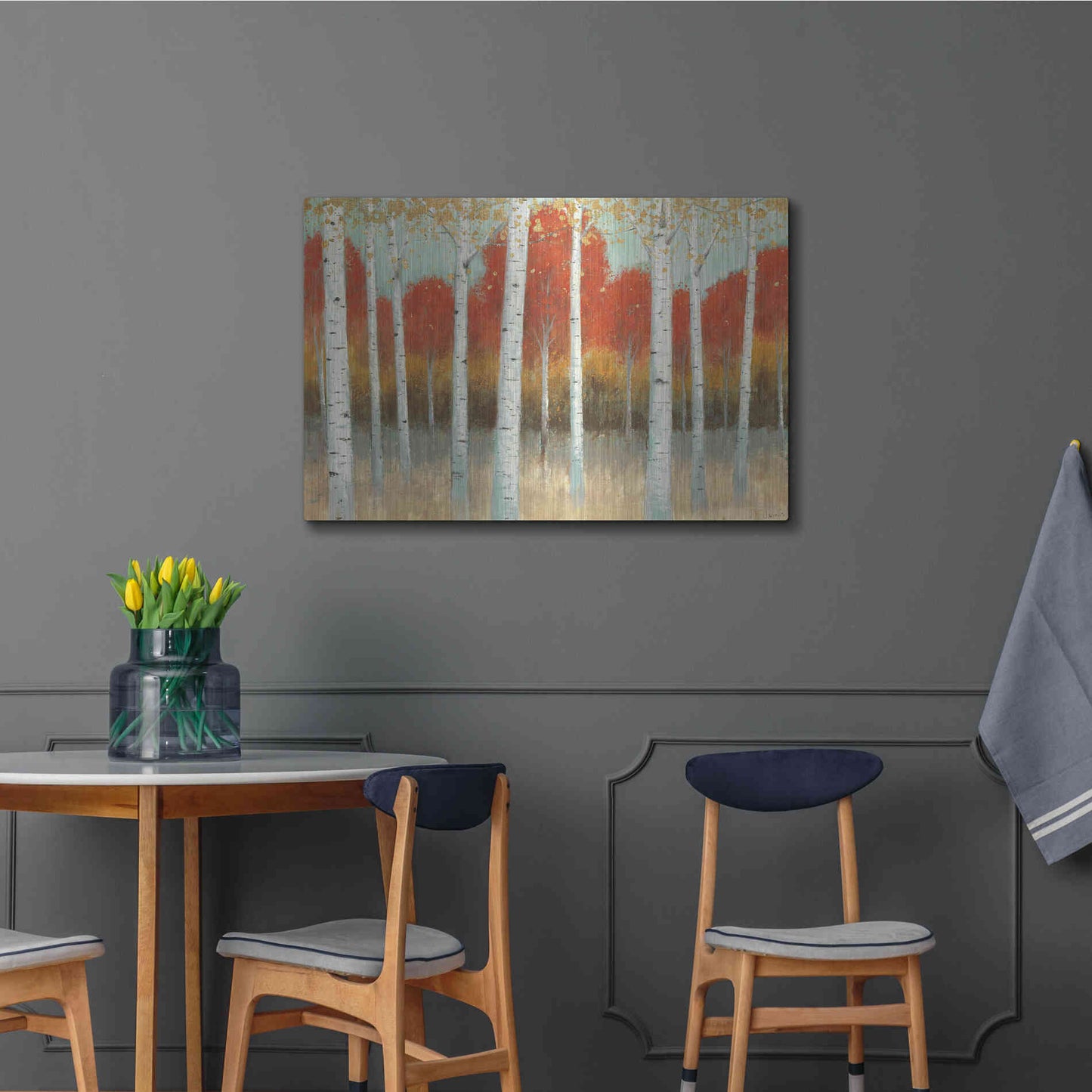 Luxe Metal Art 'Fall Promenade I' by James Wiens, Metal Wall Art,36x24