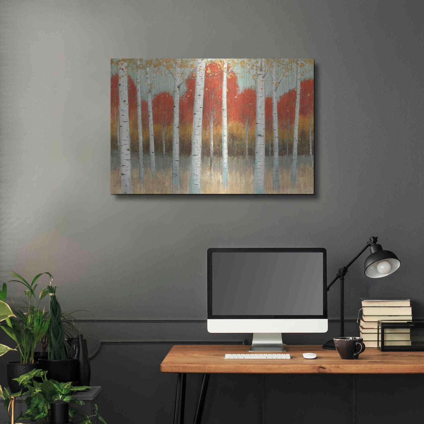 Luxe Metal Art 'Fall Promenade I' by James Wiens, Metal Wall Art,36x24