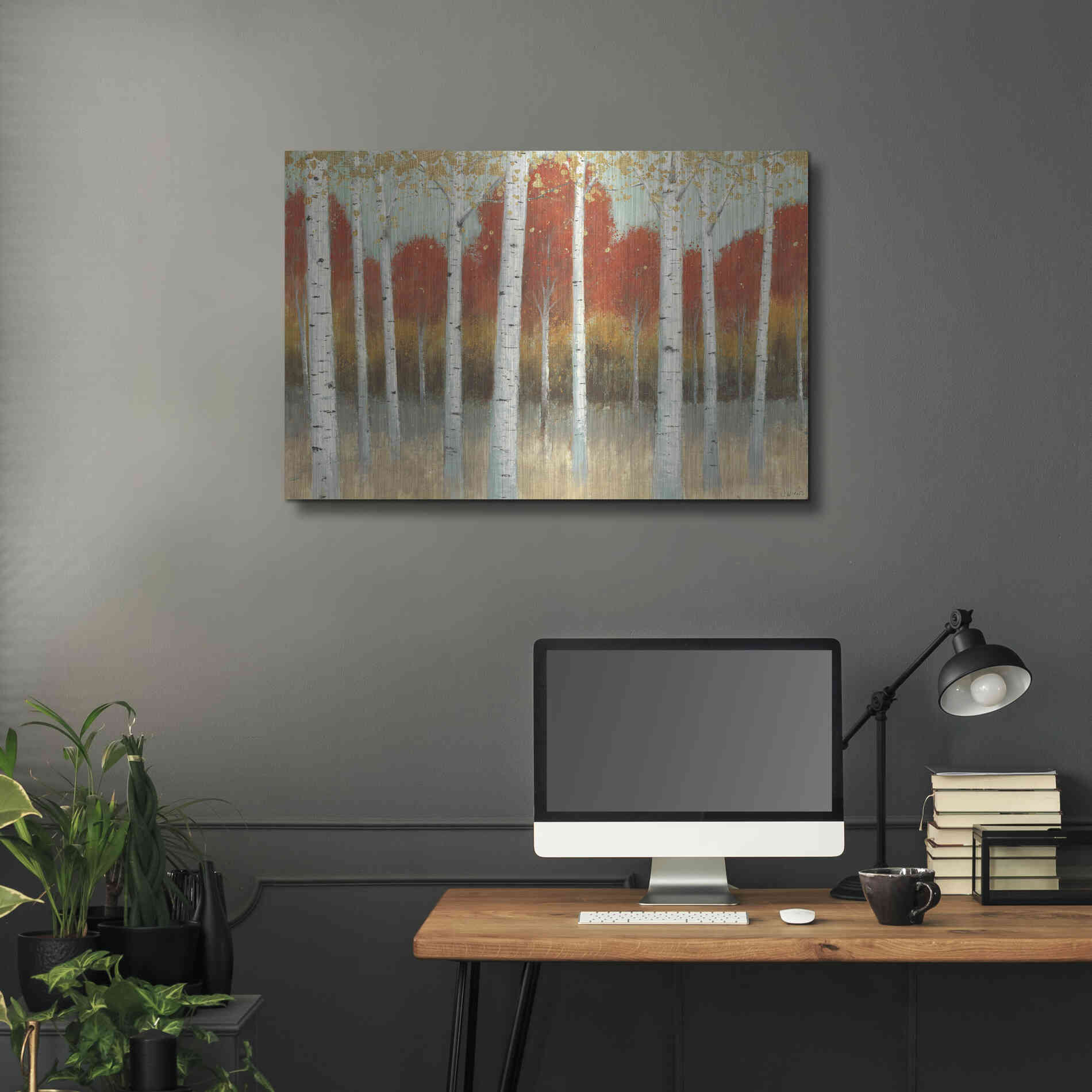 Luxe Metal Art 'Fall Promenade I' by James Wiens, Metal Wall Art,36x24