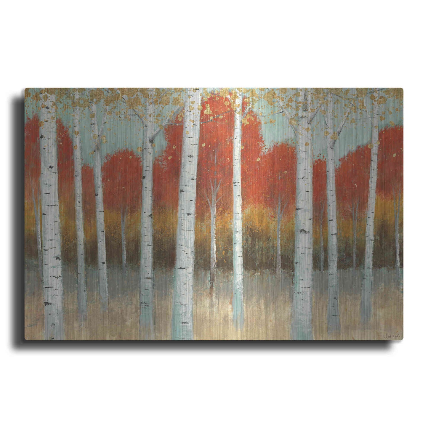 Luxe Metal Art 'Fall Promenade I' by James Wiens, Metal Wall Art