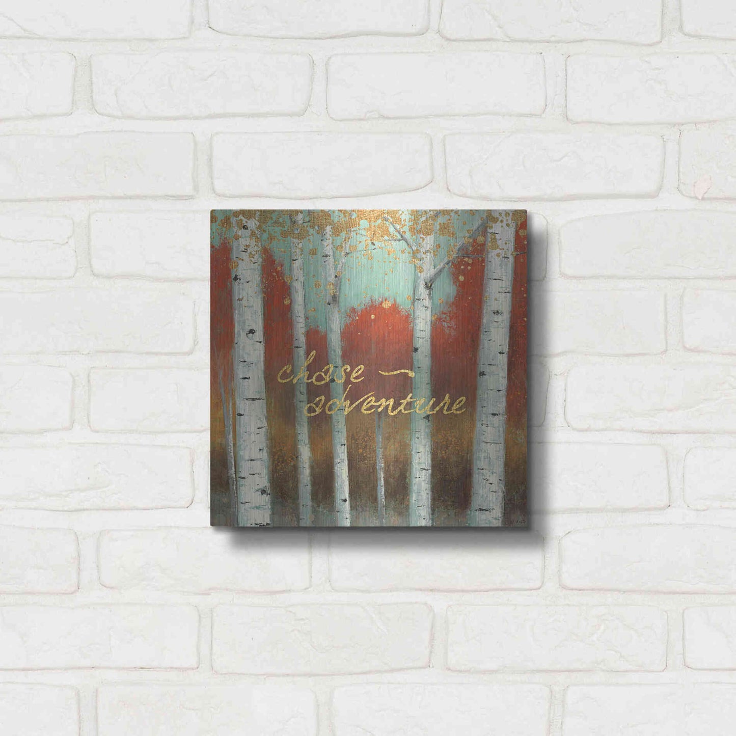 Luxe Metal Art 'Fall Promenade II' by James Wiens, Metal Wall Art,12x12