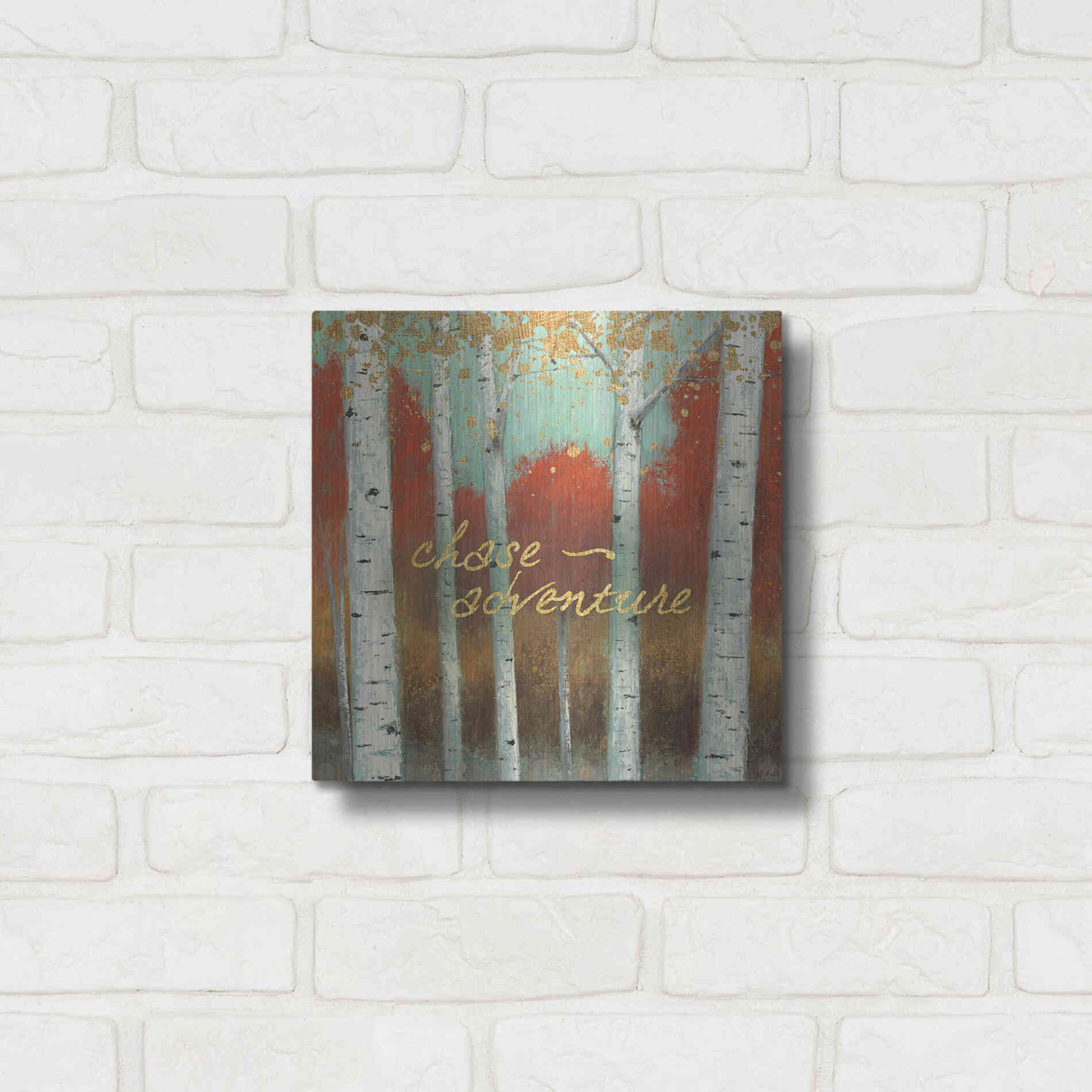 Luxe Metal Art 'Fall Promenade II' by James Wiens, Metal Wall Art,12x12