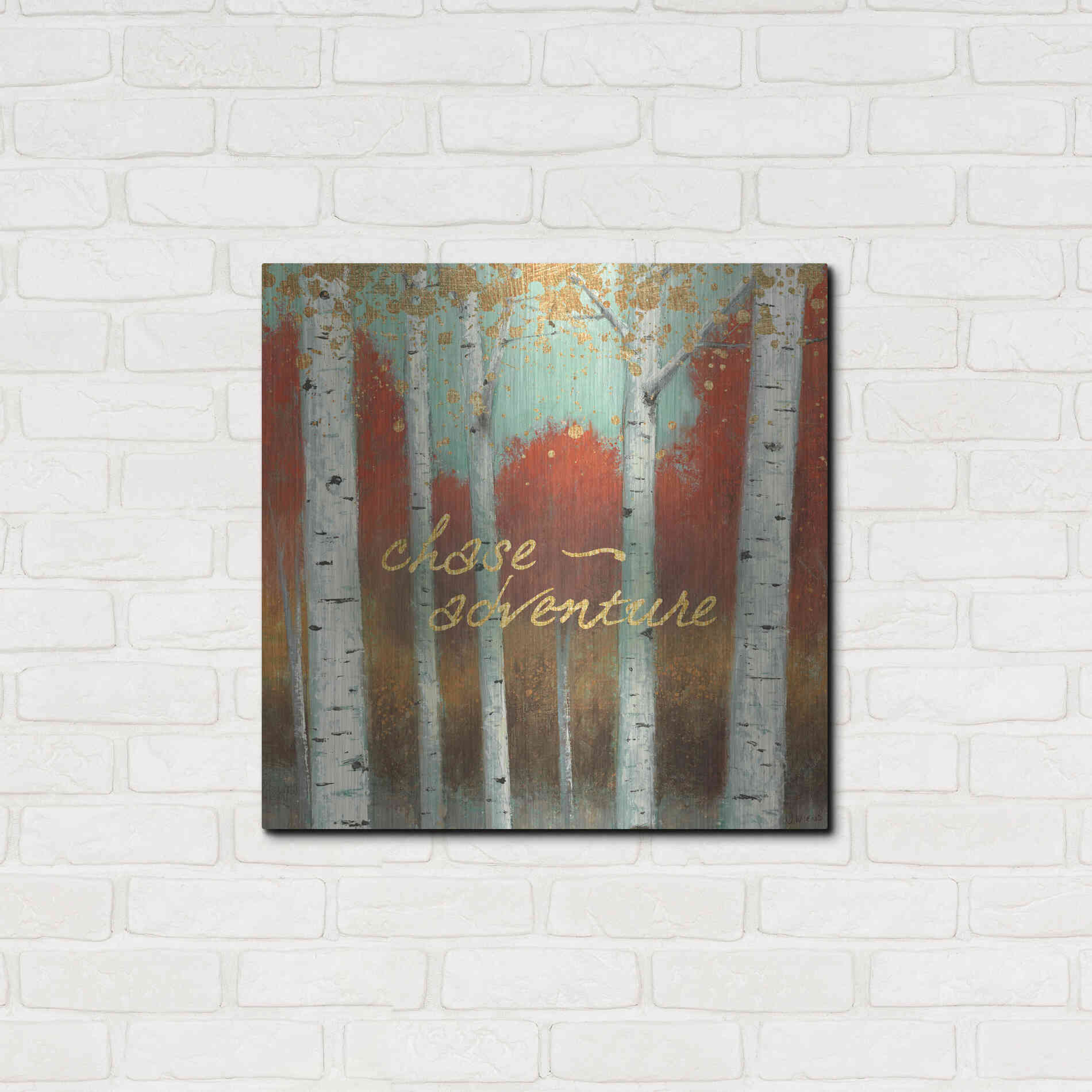 Luxe Metal Art 'Fall Promenade II' by James Wiens, Metal Wall Art,24x24