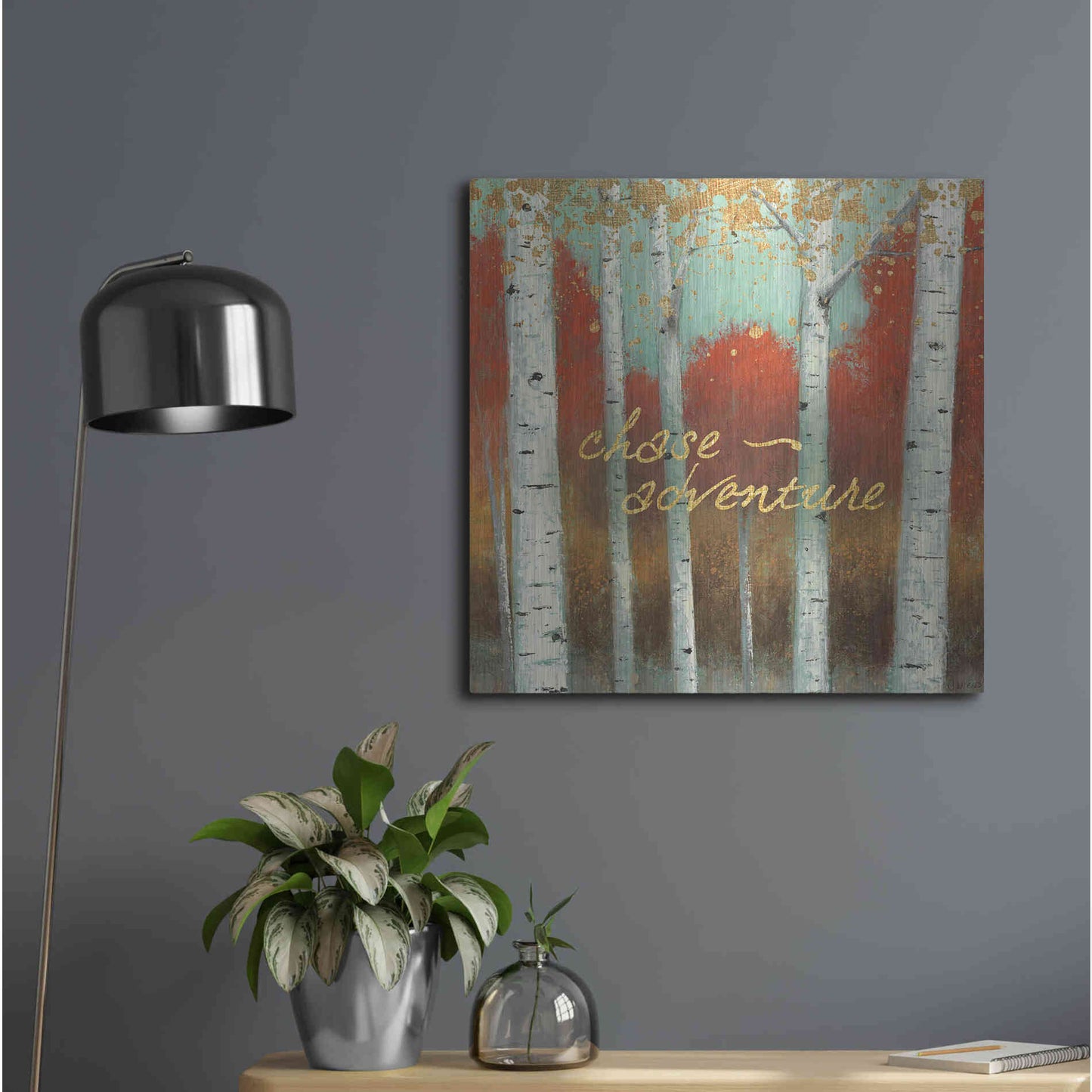 Luxe Metal Art 'Fall Promenade II' by James Wiens, Metal Wall Art,24x24