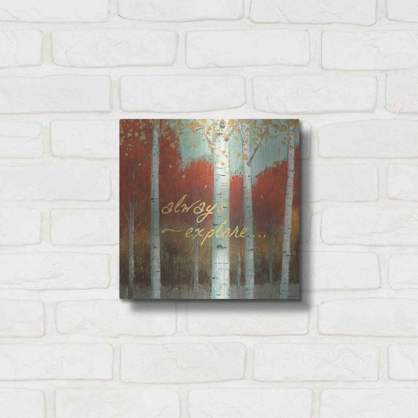 Luxe Metal Art 'Fall Promenade III' by James Wiens, Metal Wall Art,12x12