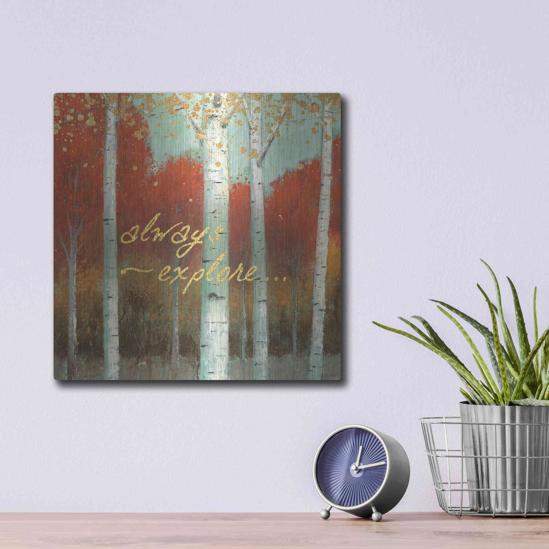 Luxe Metal Art 'Fall Promenade III' by James Wiens, Metal Wall Art,12x12