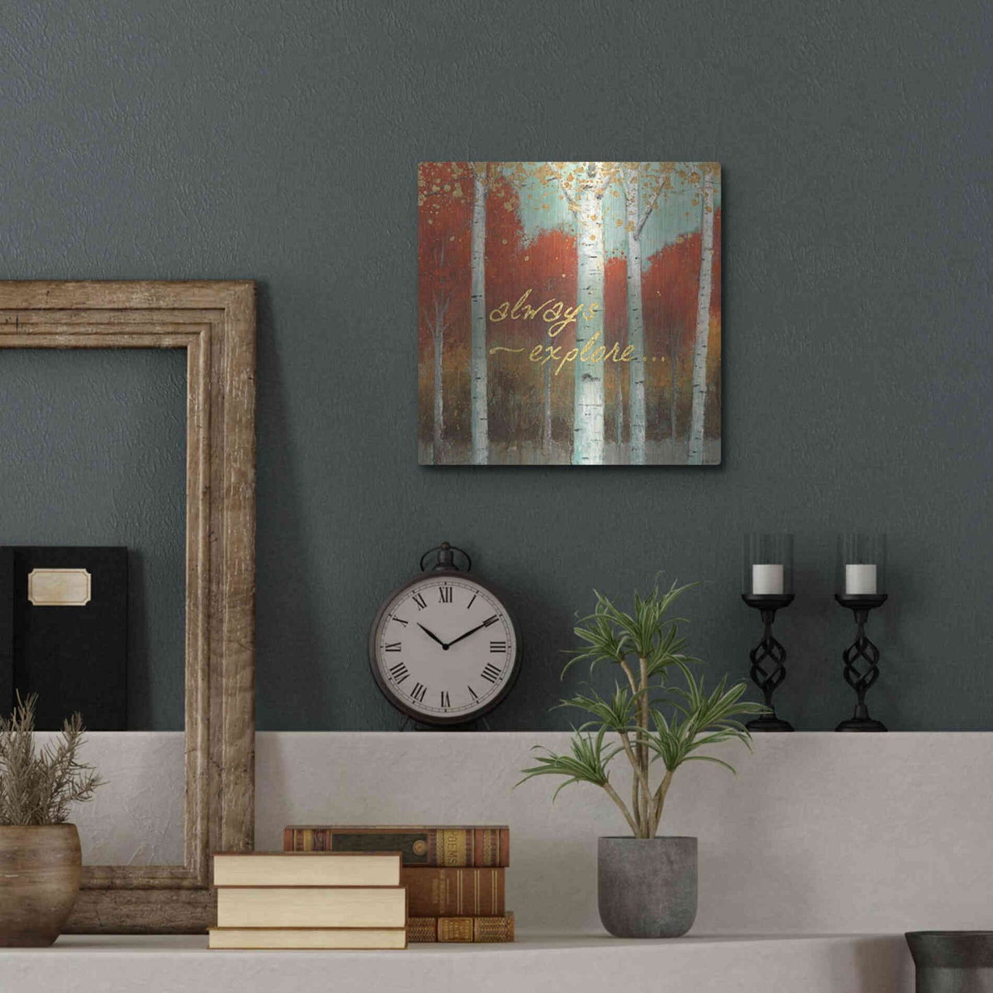 Luxe Metal Art 'Fall Promenade III' by James Wiens, Metal Wall Art,12x12