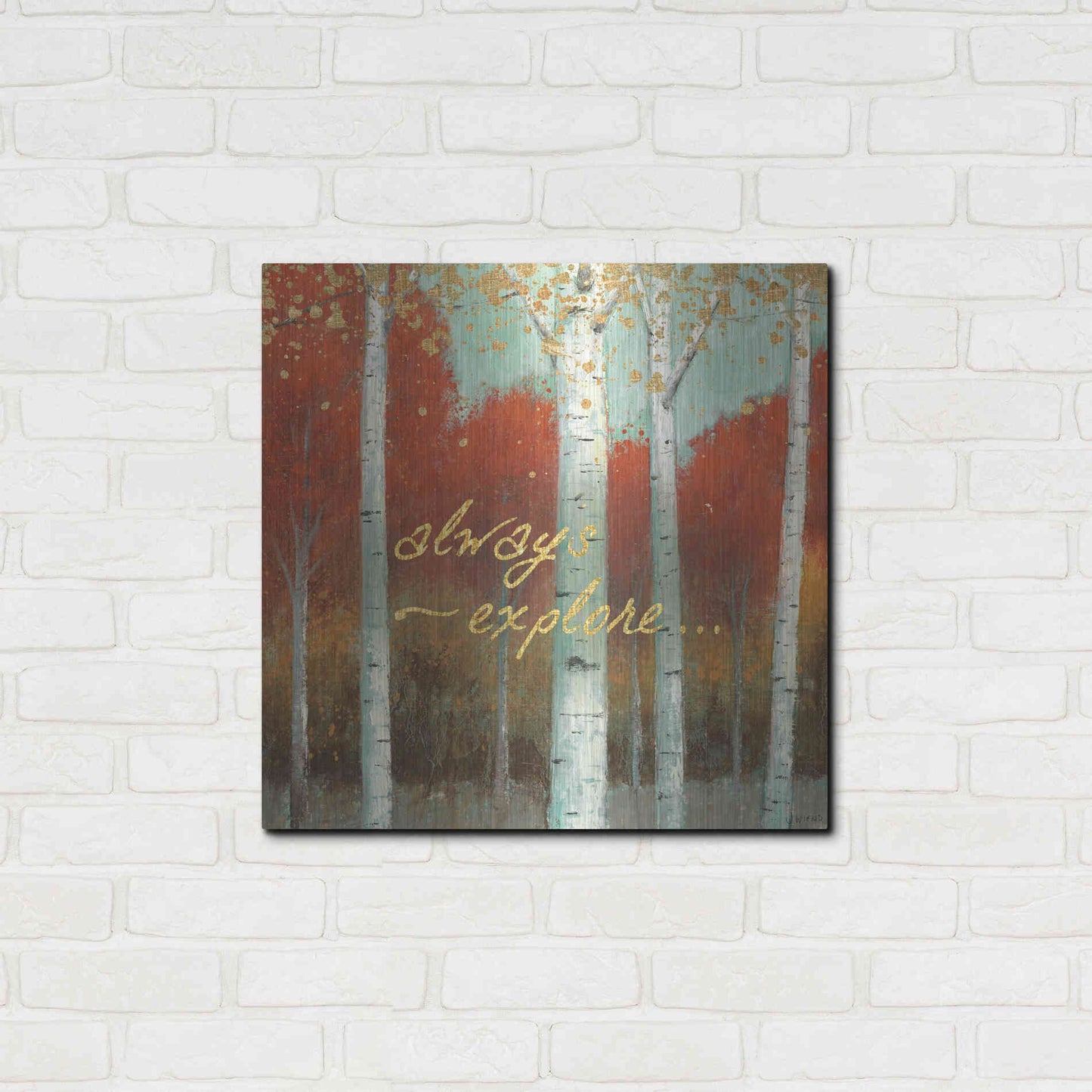 Luxe Metal Art 'Fall Promenade III' by James Wiens, Metal Wall Art,24x24