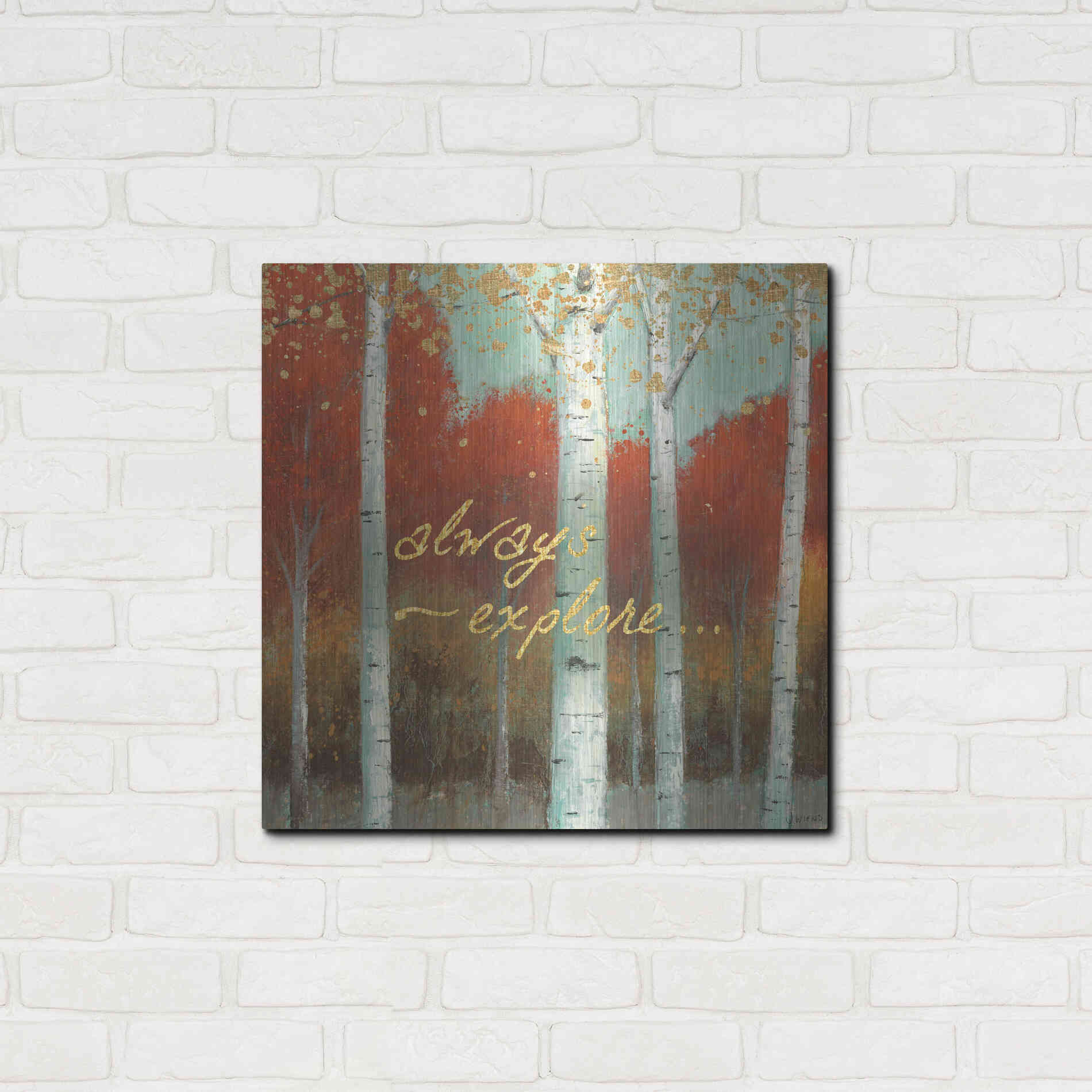 Luxe Metal Art 'Fall Promenade III' by James Wiens, Metal Wall Art,24x24