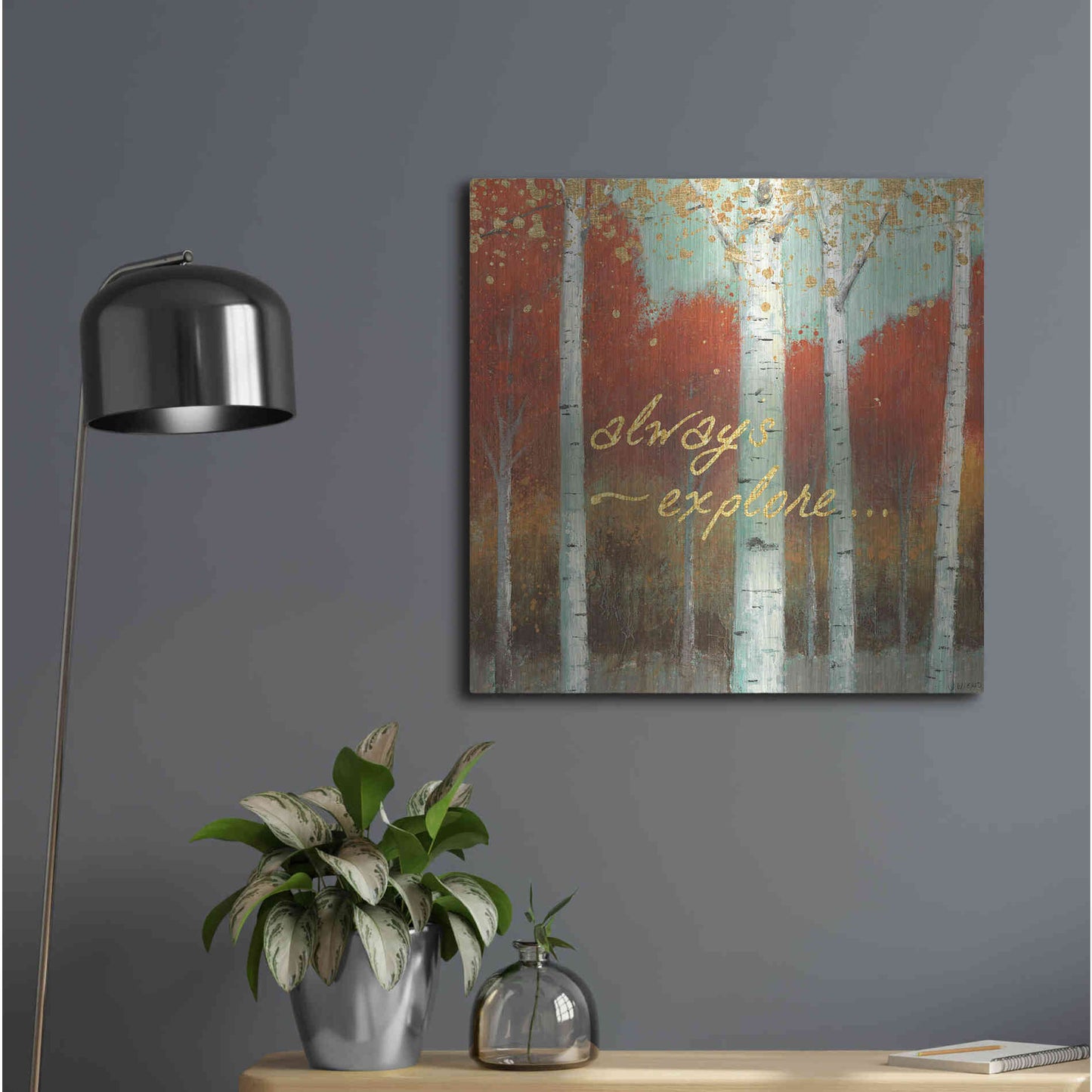 Luxe Metal Art 'Fall Promenade III' by James Wiens, Metal Wall Art,24x24