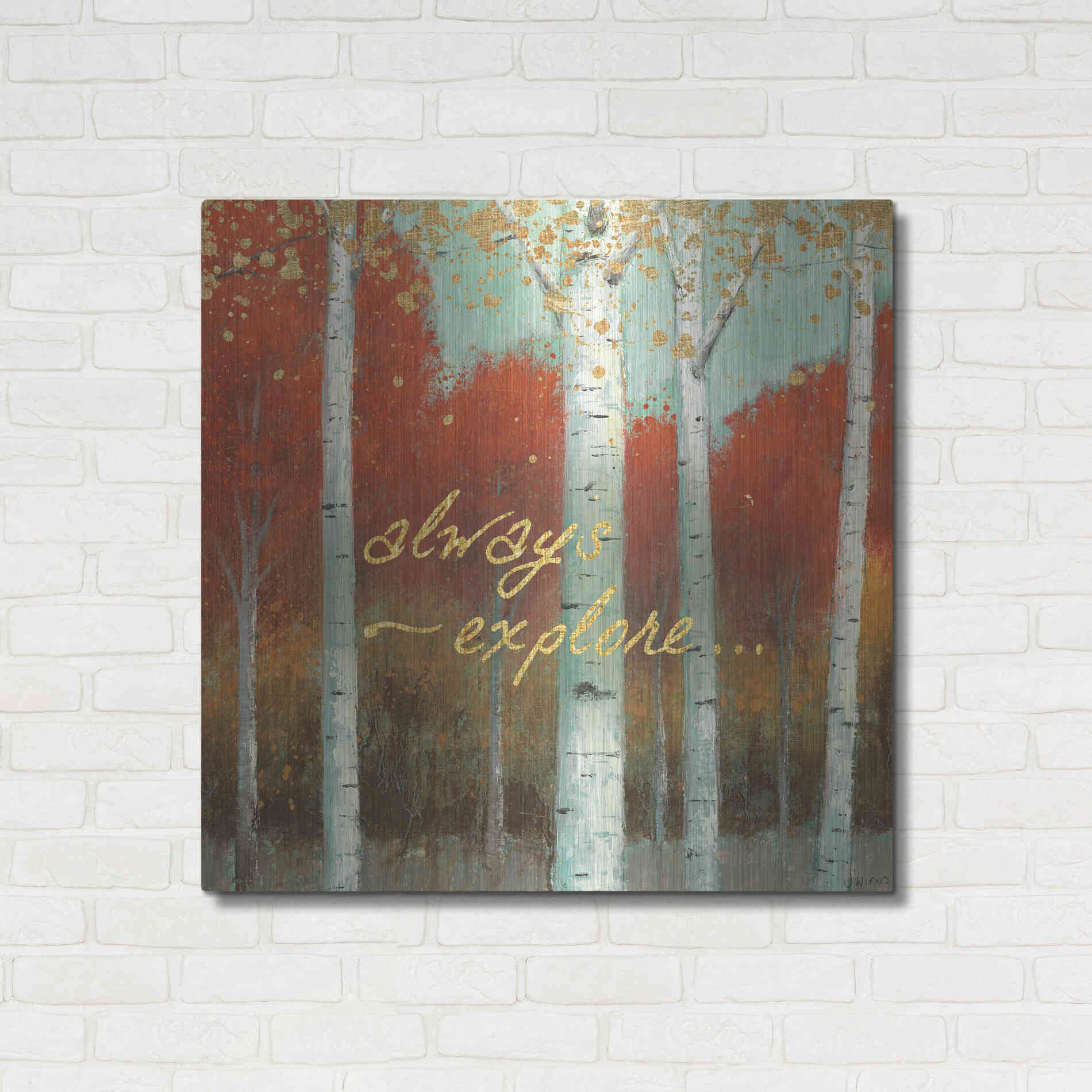 Luxe Metal Art 'Fall Promenade III' by James Wiens, Metal Wall Art,36x36