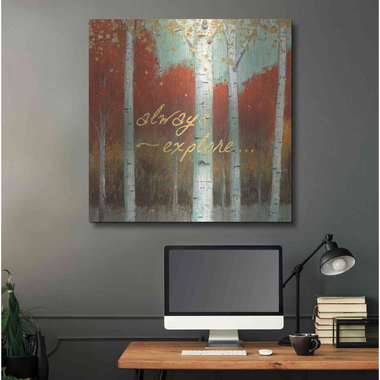Luxe Metal Art 'Fall Promenade III' by James Wiens, Metal Wall Art,36x36