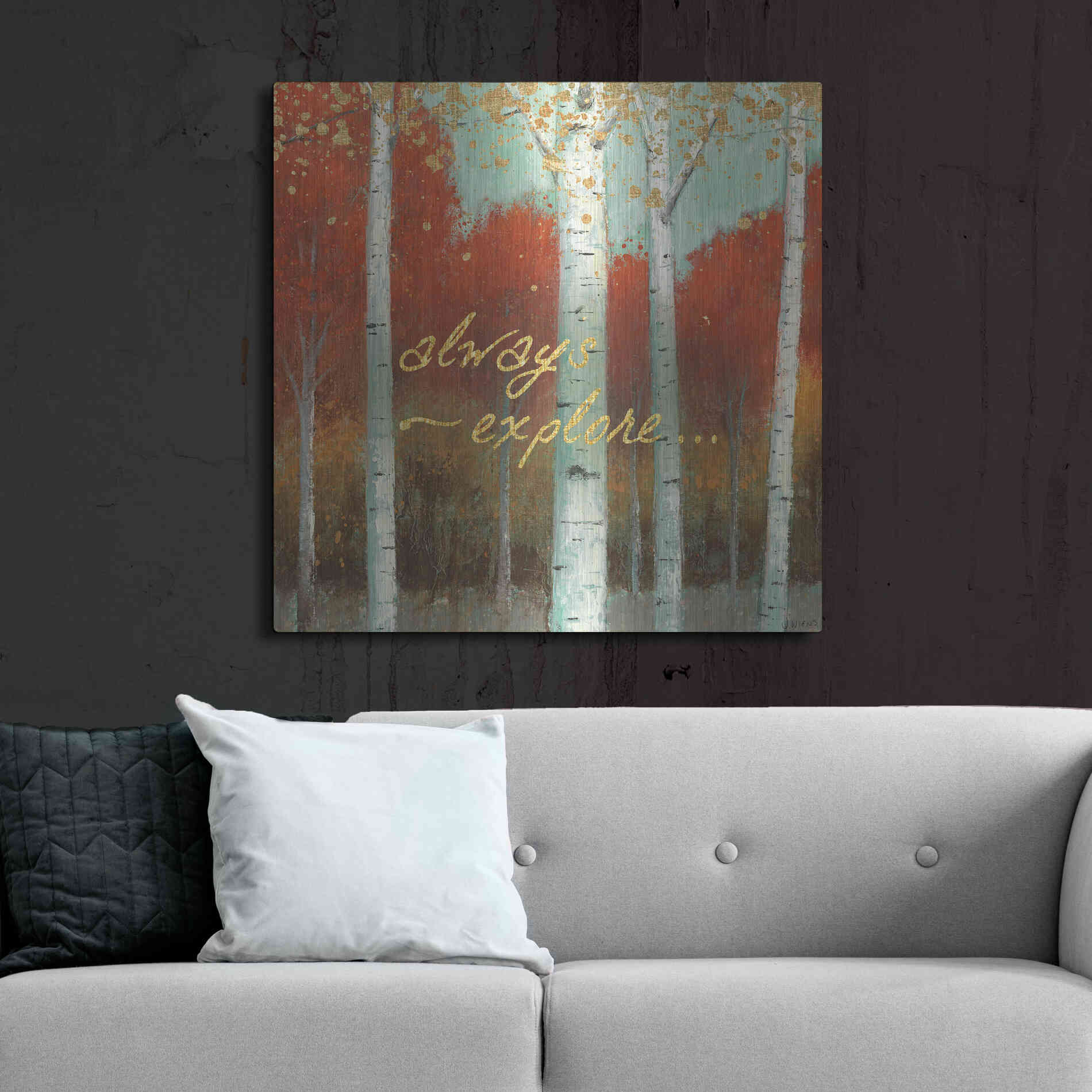 Luxe Metal Art 'Fall Promenade III' by James Wiens, Metal Wall Art,36x36