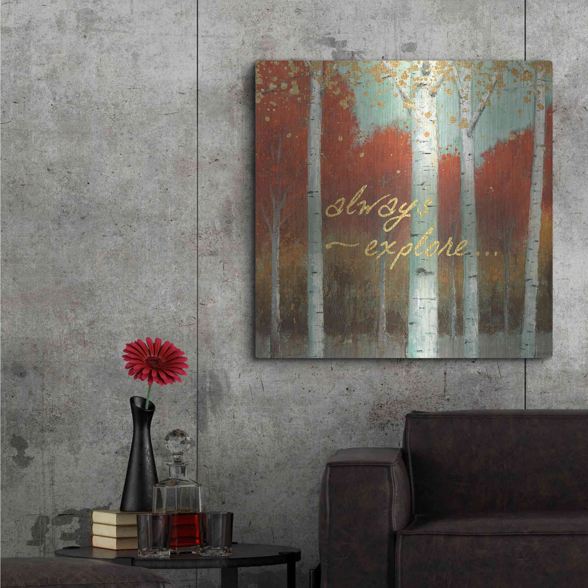 Luxe Metal Art 'Fall Promenade III' by James Wiens, Metal Wall Art,36x36