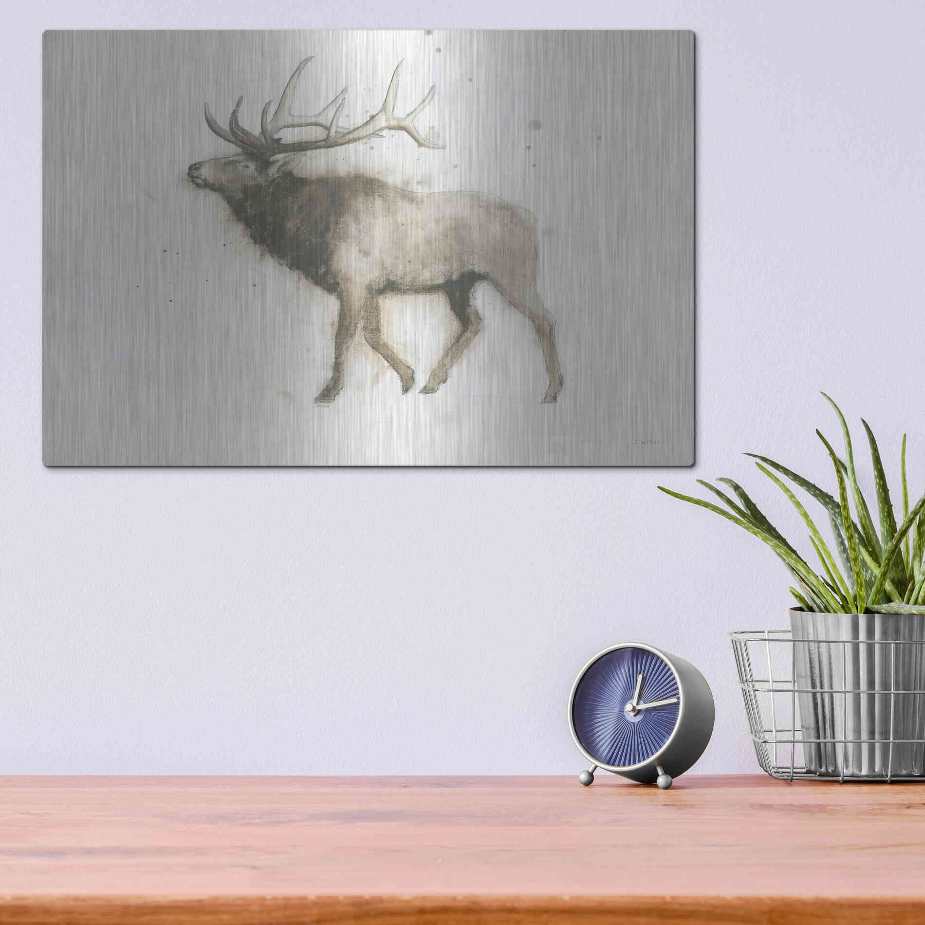 Luxe Metal Art 'Elk' by James Wiens, Metal Wall Art,16x12