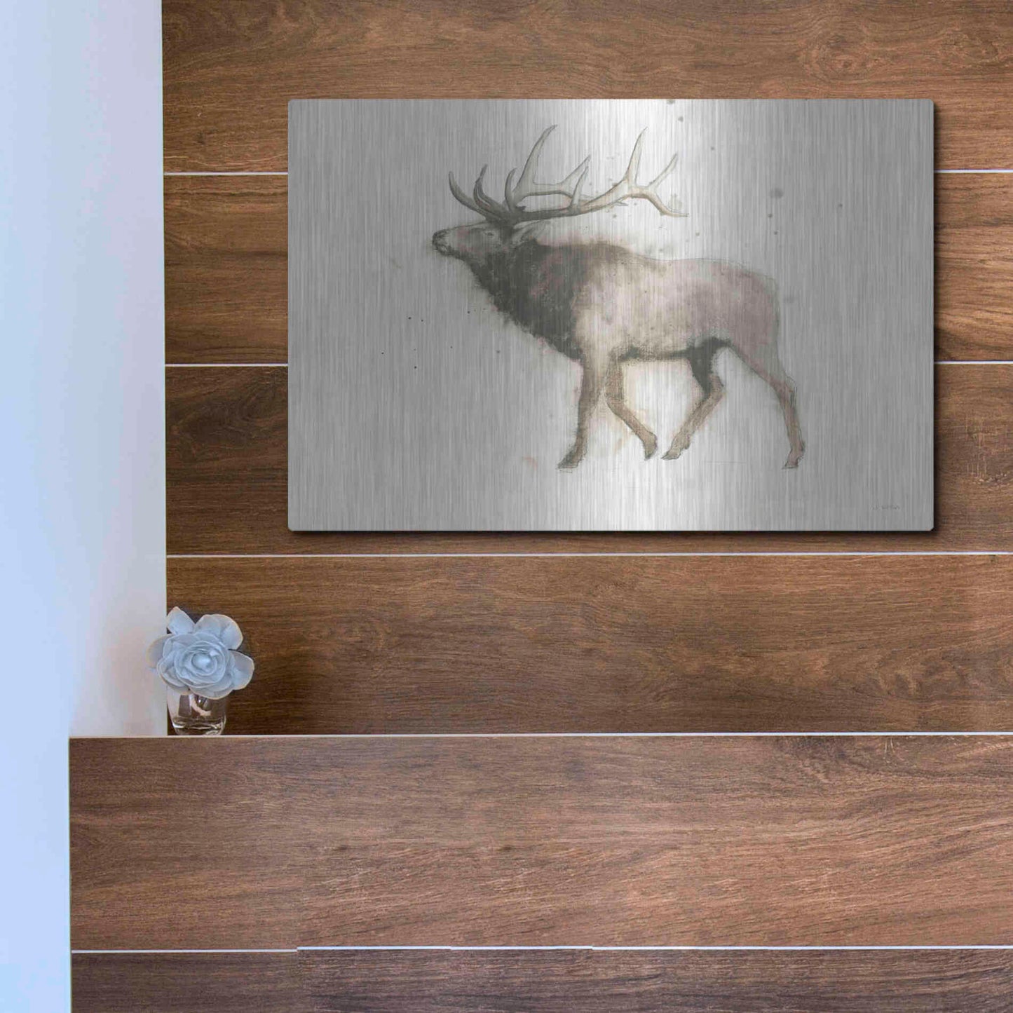 Luxe Metal Art 'Elk' by James Wiens, Metal Wall Art,16x12