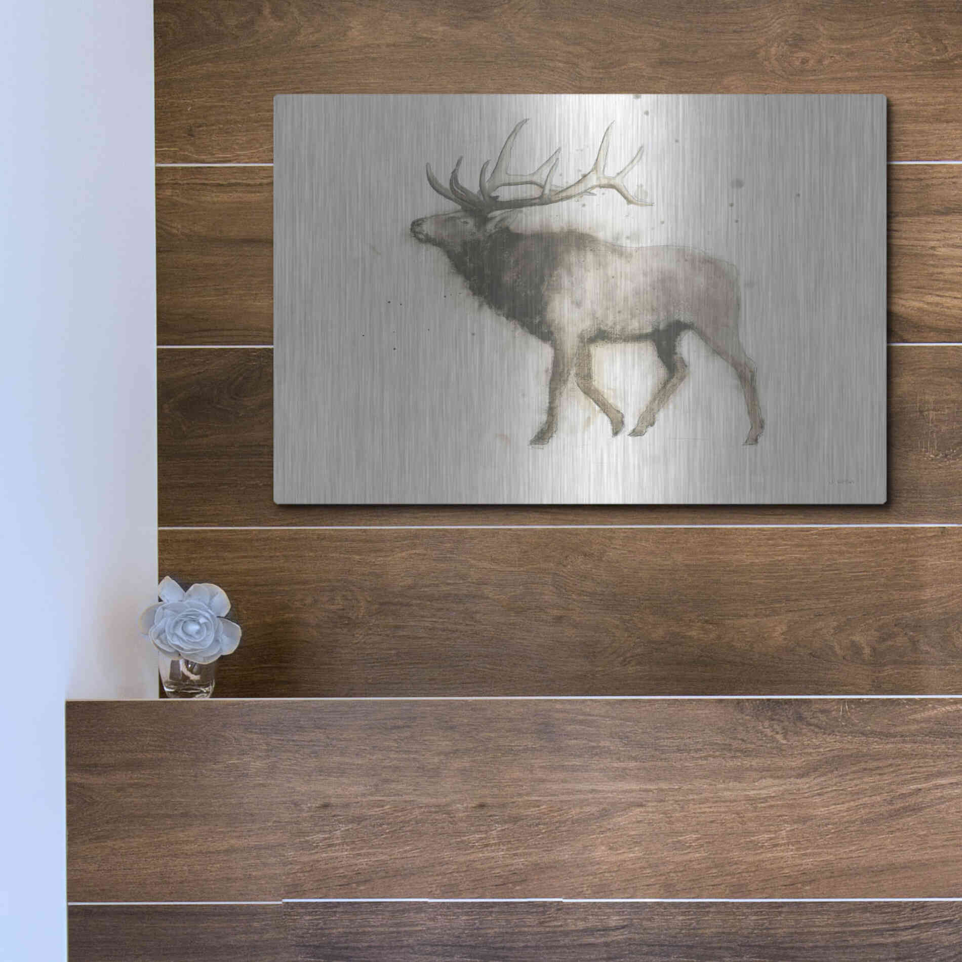 Luxe Metal Art 'Elk' by James Wiens, Metal Wall Art,16x12