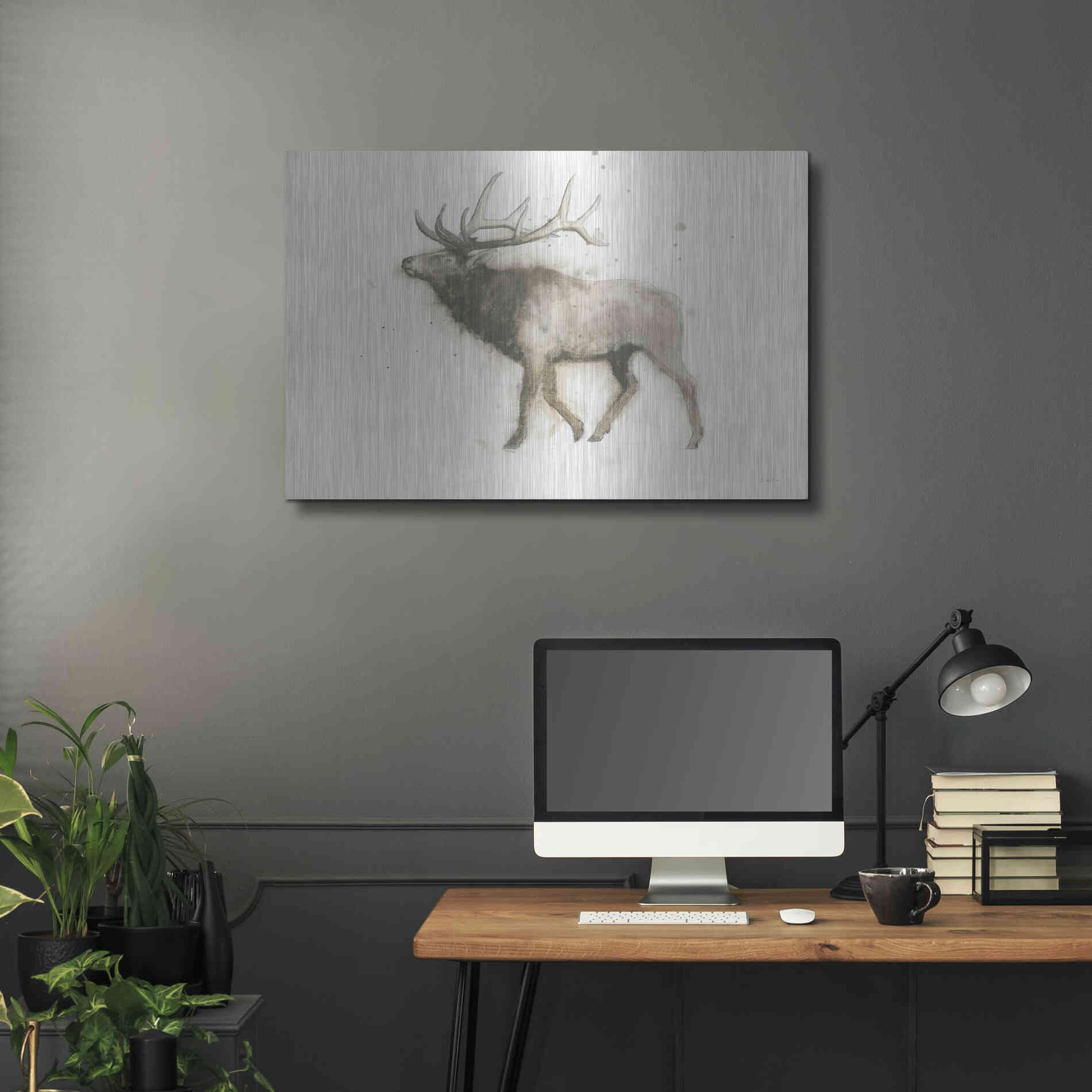Luxe Metal Art 'Elk' by James Wiens, Metal Wall Art,36x24