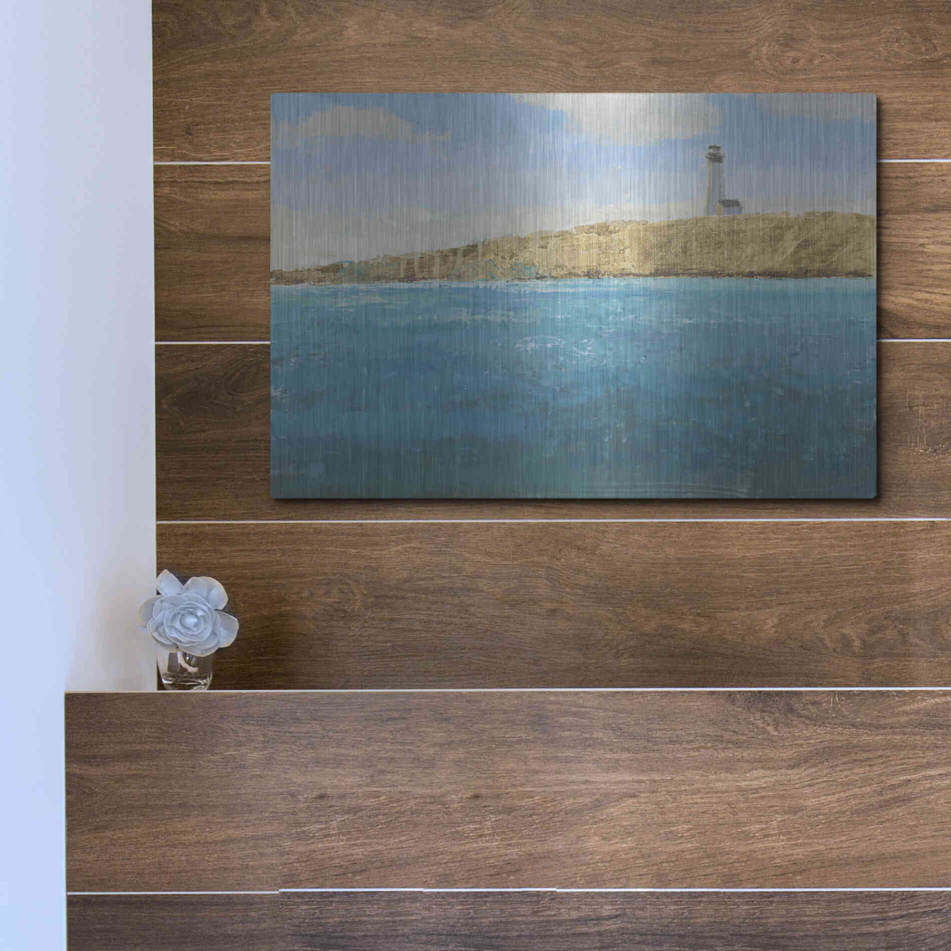 Luxe Metal Art 'Lighthouse Seascape II' by James Wiens, Metal Wall Art,16x12